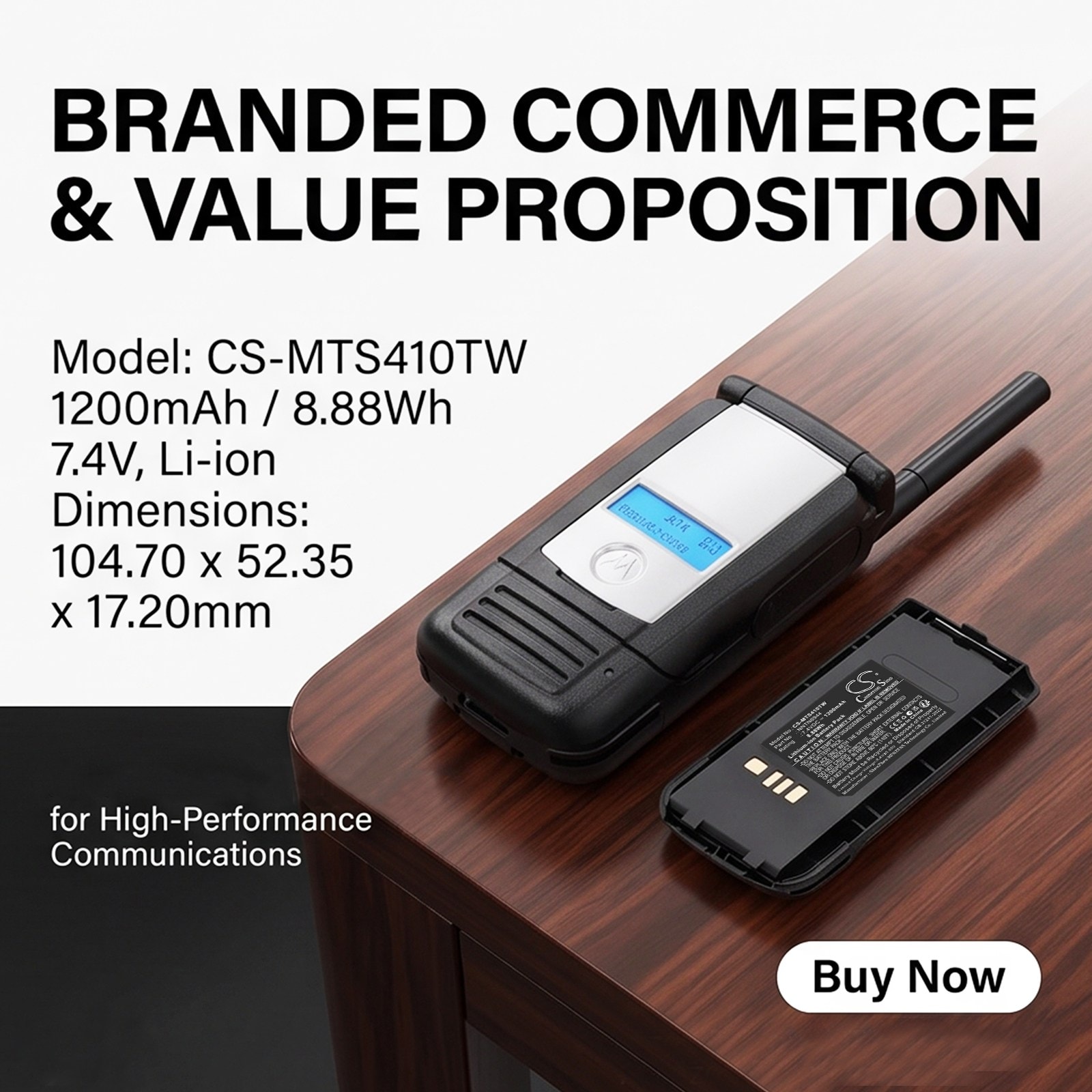 Batteri til toveis radio for Motorola H18KCN9PW9AN, H18QCN9PW9AN, XTS4000