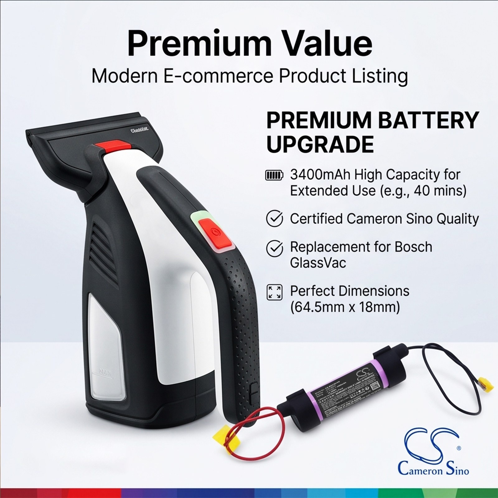 Batteri til Bosch-støvsuger 06008B7000, GlassVAC 3600HB7000 Cordless