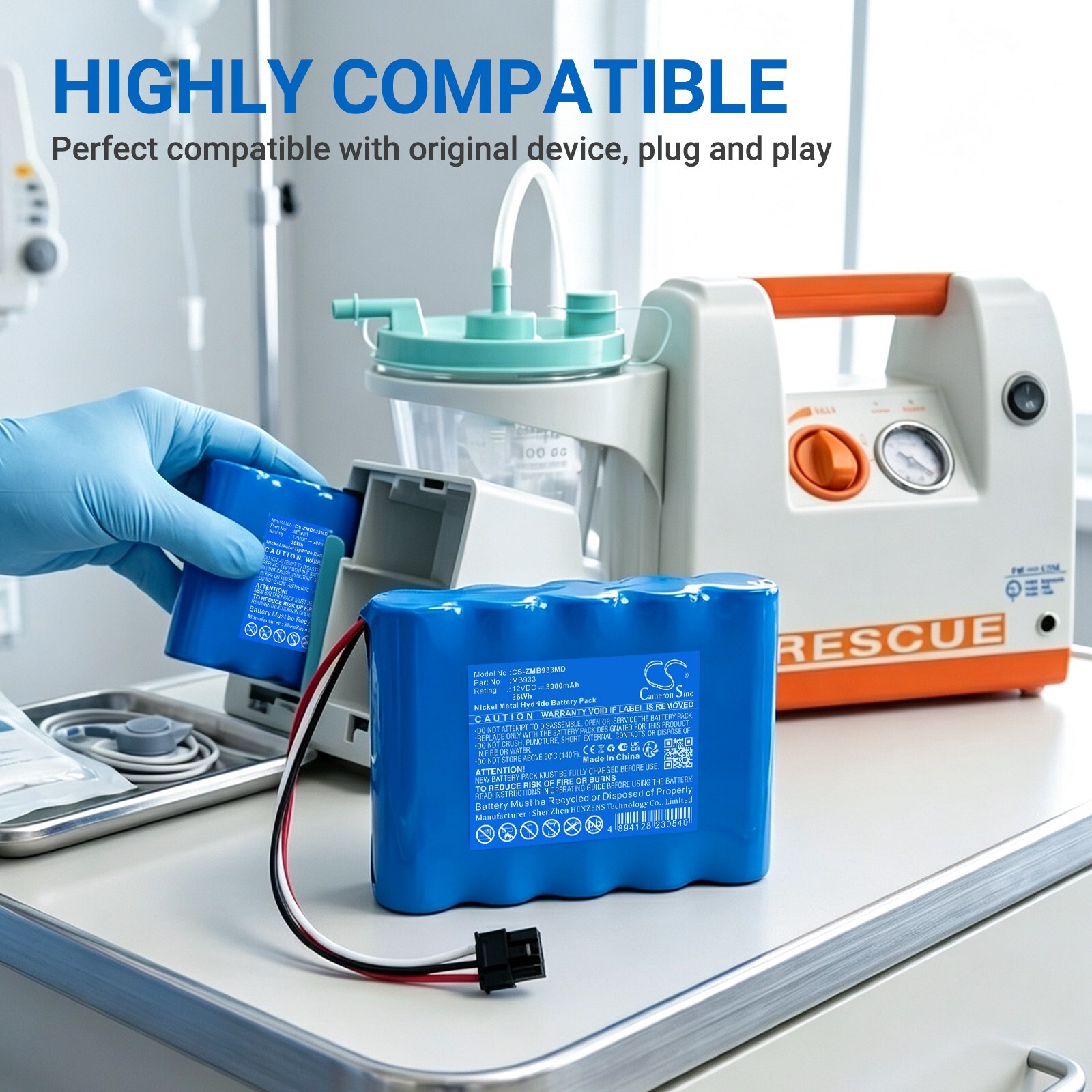 Batteri til medisinsk utstyr for Zeiner Medical Rescue Vacuum Pump