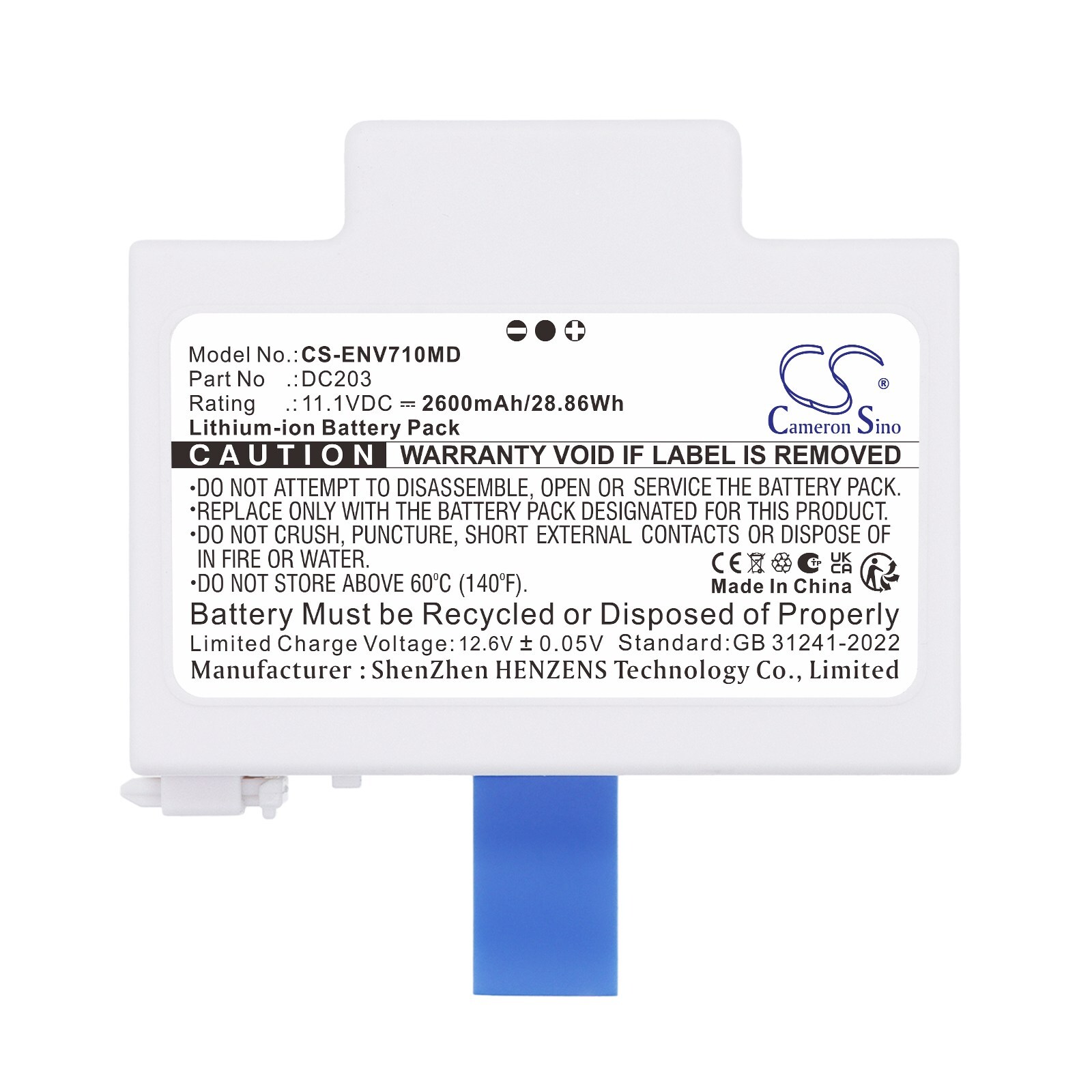 Batteri til medisinsk utstyr for ENMIND EN-V7