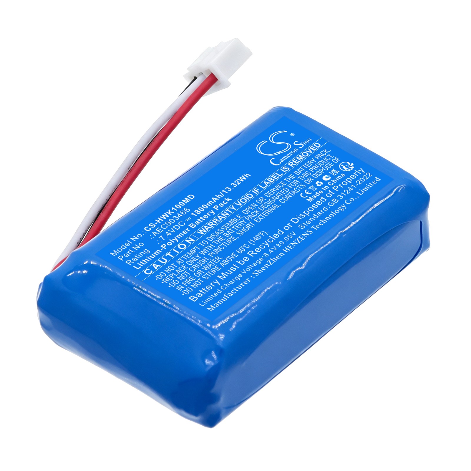 Batteri til medisinsk utstyr for Hawkmed infusjonspumpe HK-100, infusjonspumpe HK-100i m.fl.