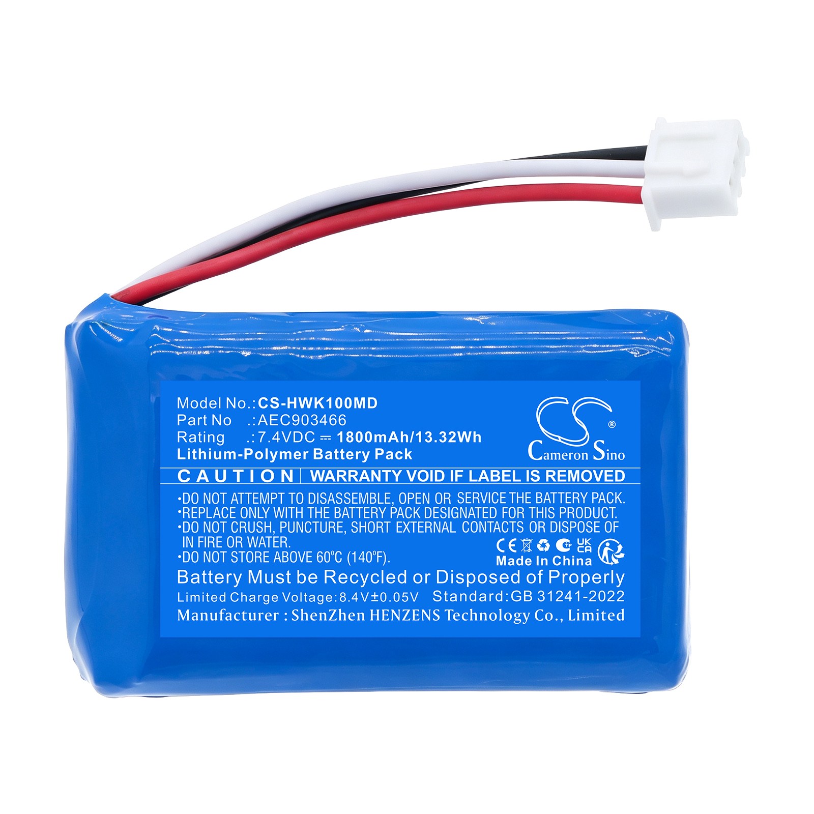 Batteri til medisinsk utstyr for Hawkmed infusjonspumpe HK-100, infusjonspumpe HK-100i m.fl.