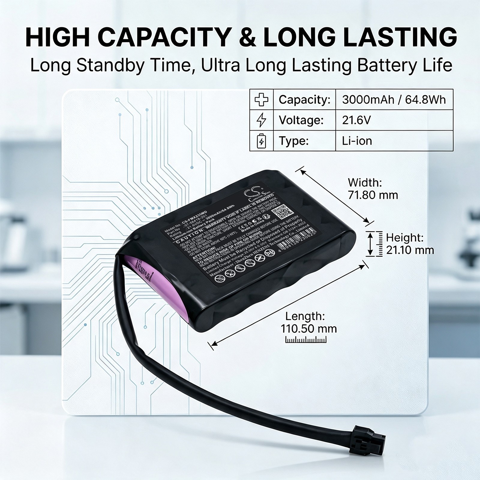 Batteri til medisinsk utstyr for Fujifilm Sonosite PX P23597-05