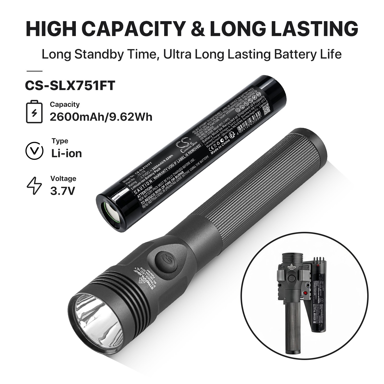 Batteri til lommelykt for Streamlight Stinger LED