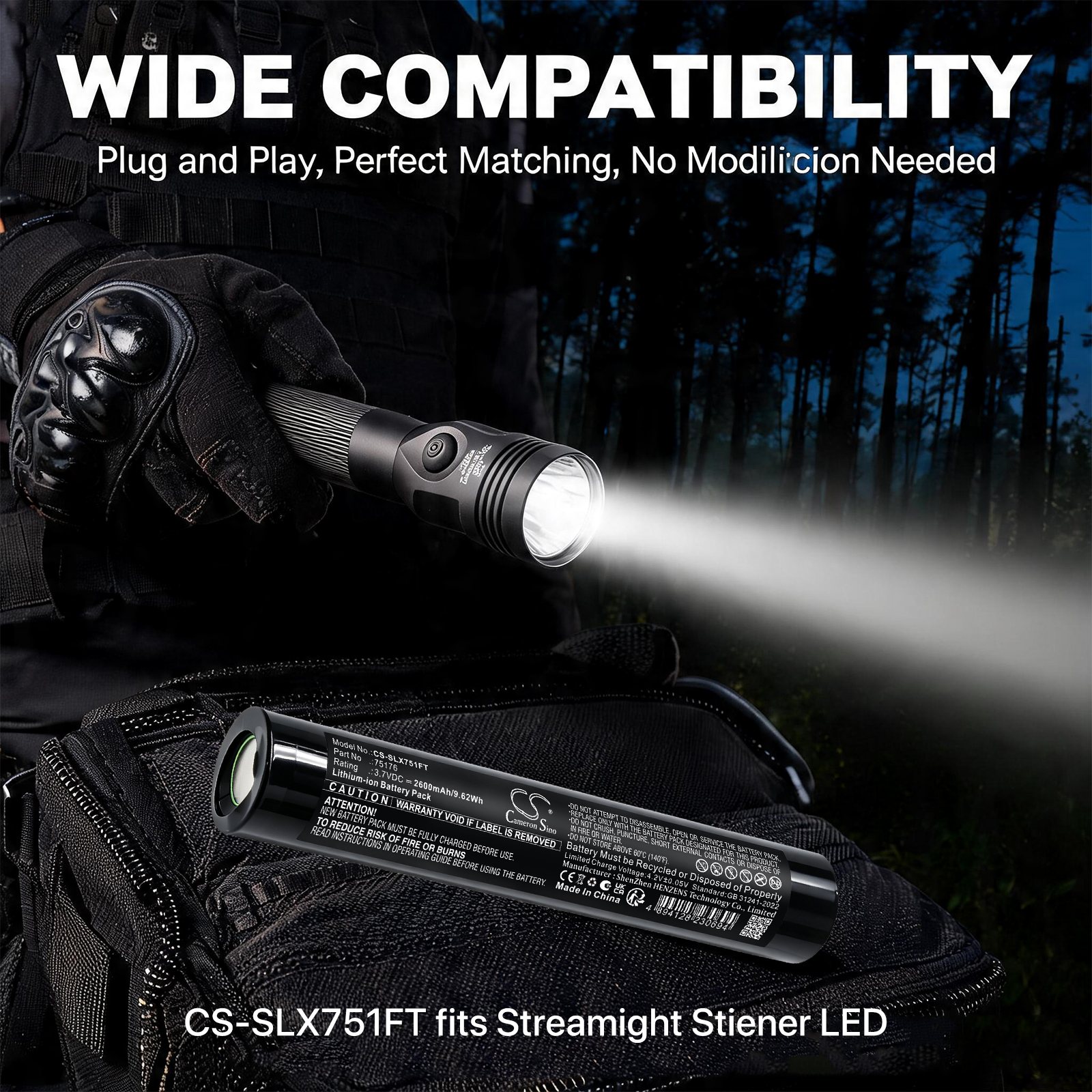 Batteri til lommelykt for Streamlight Stinger LED
