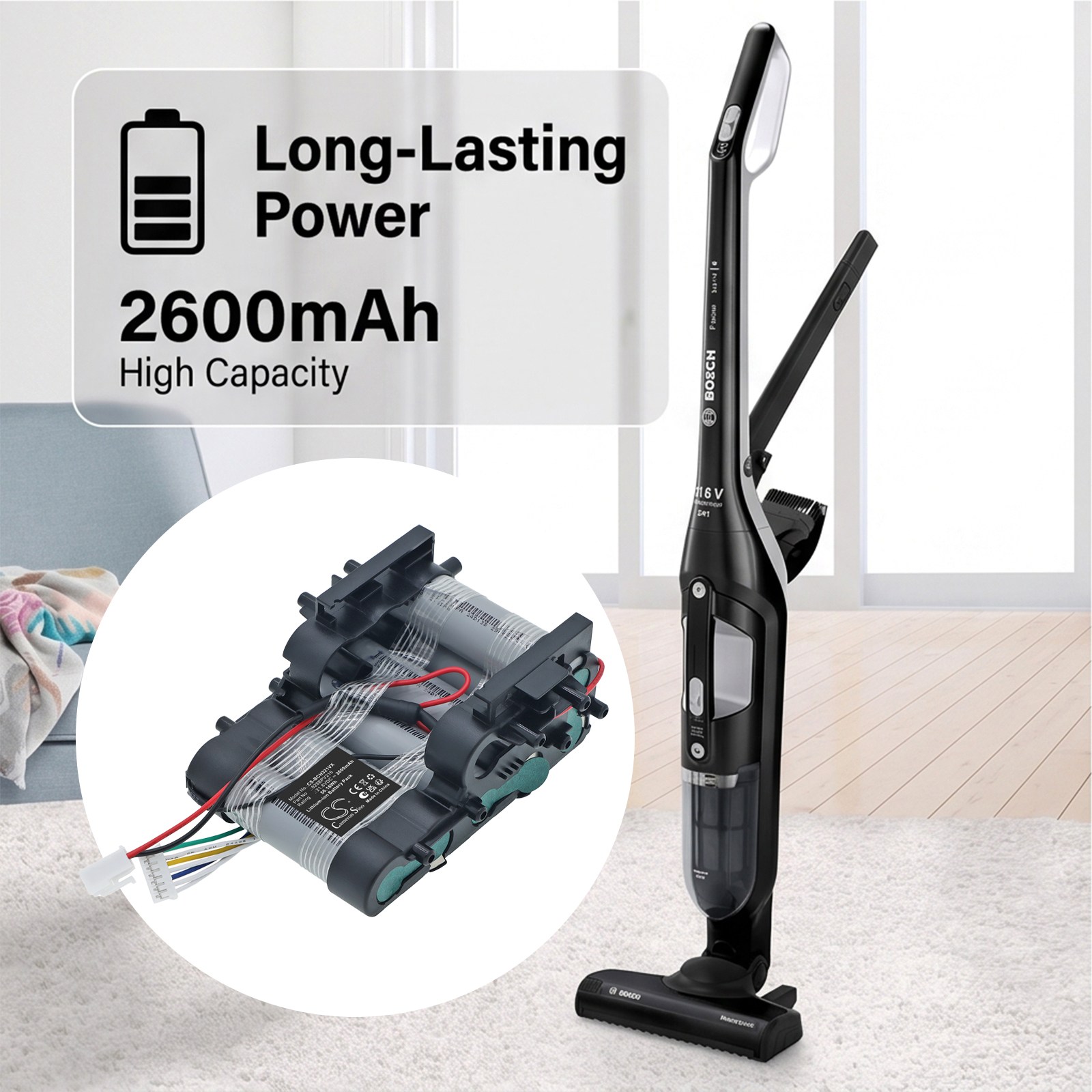 Batteri til støvsuger for Bosch BBH32101, BCH3K210, BBH3ALL23 m.fl.