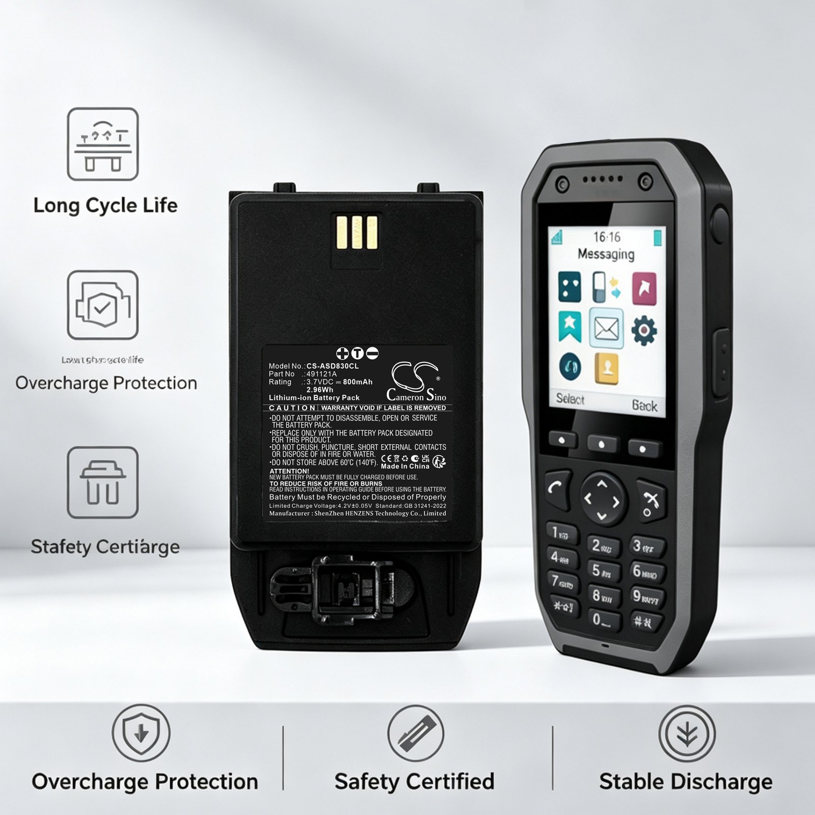 Batteri til trådløs telefon for Ascom D83, D83 Messenger, D83 Talker m.fl.