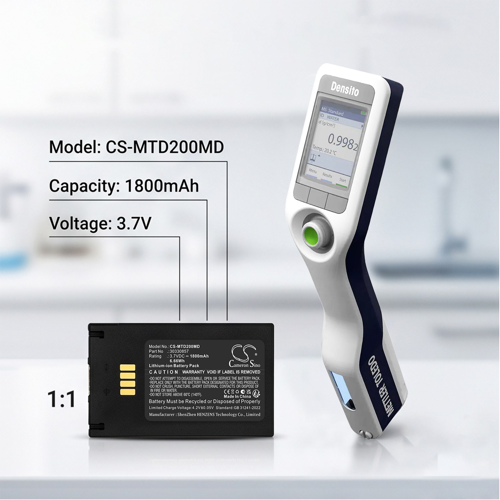 Batteri til medisinsk utstyr for Mettler Toledo Densito