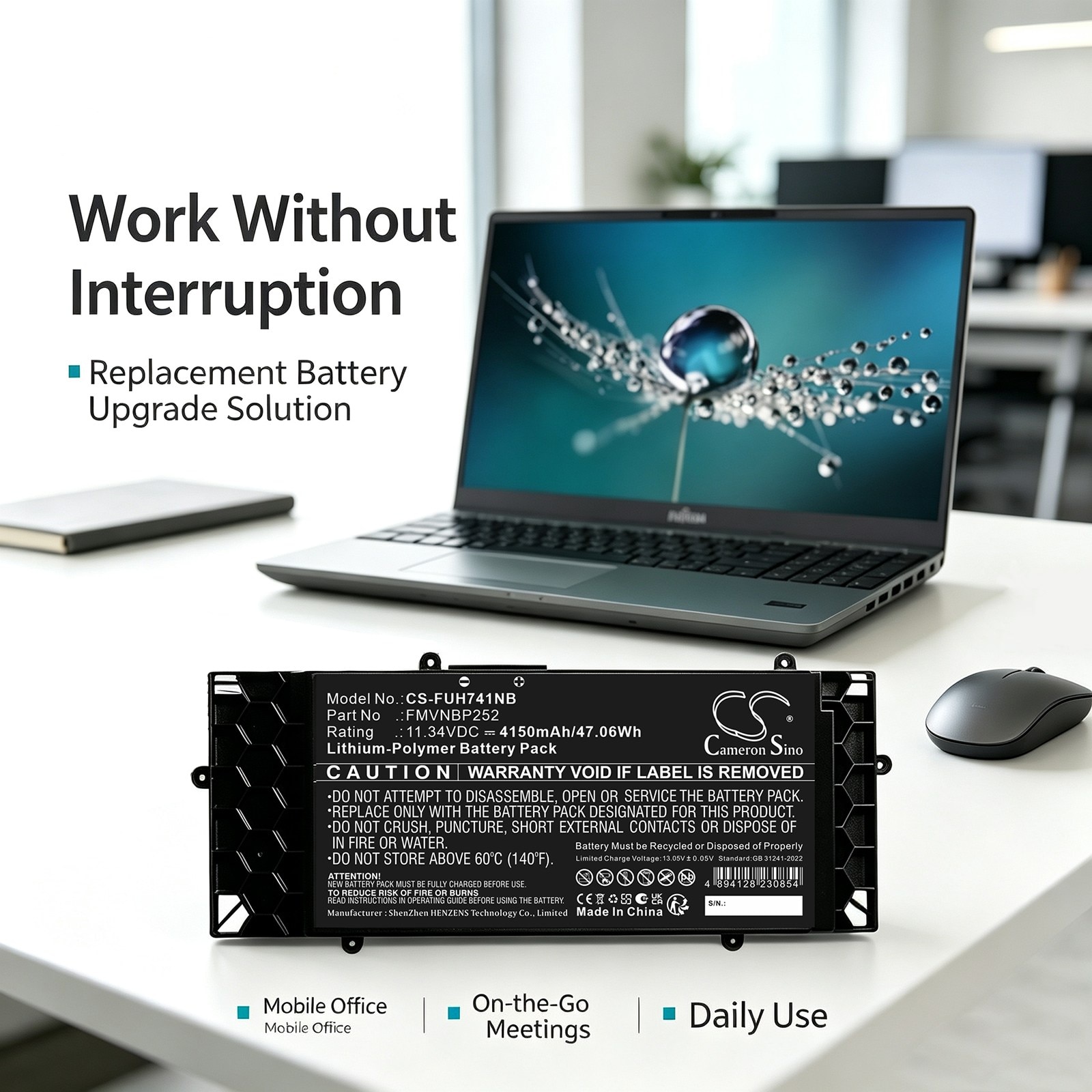 Batteri til bærbar PC, Fujitsu LifeBook U7411/G, LifeBook U7511/G