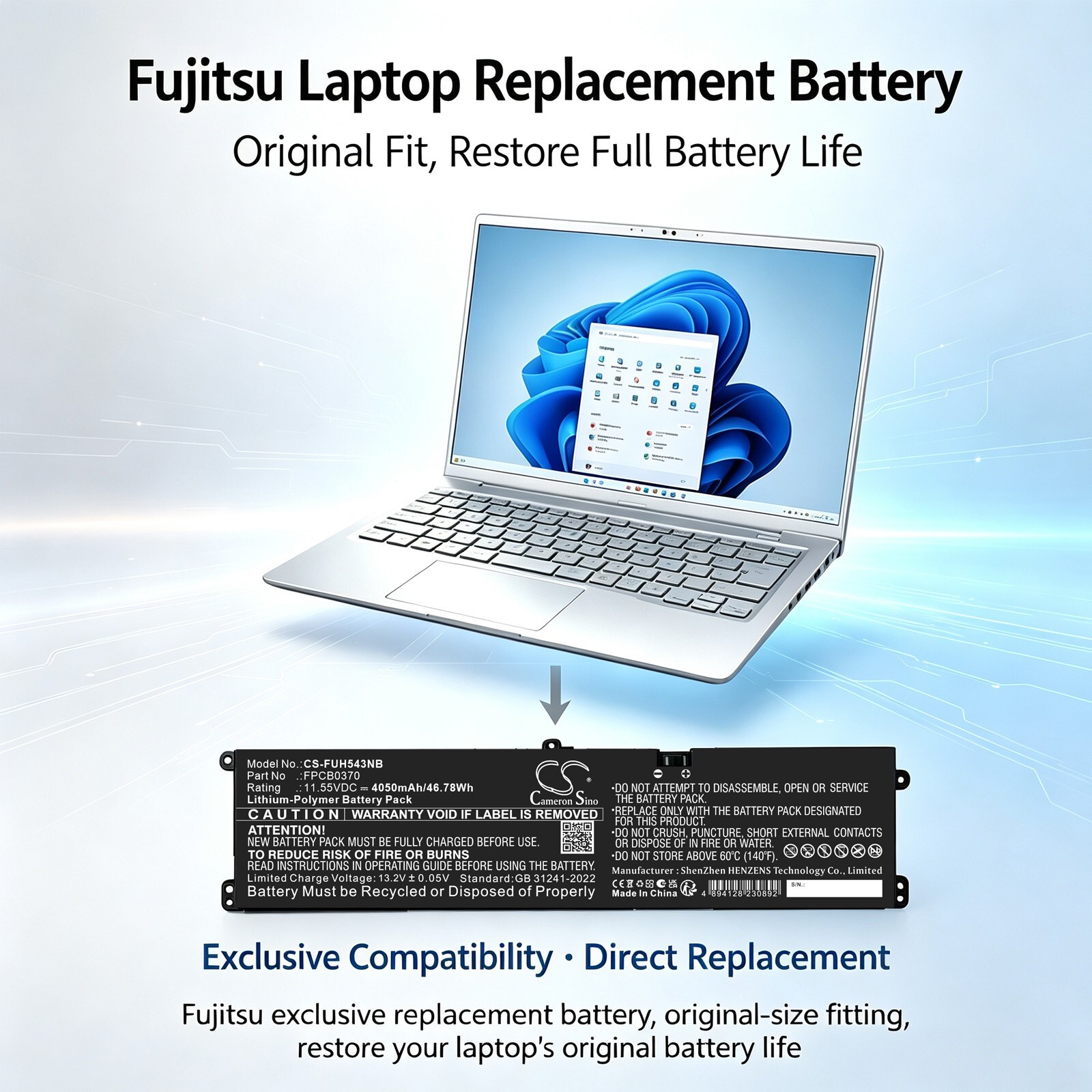 Batteri til bærbar PC, Fujitsu A3512, Eichfeld 47 m.fl.