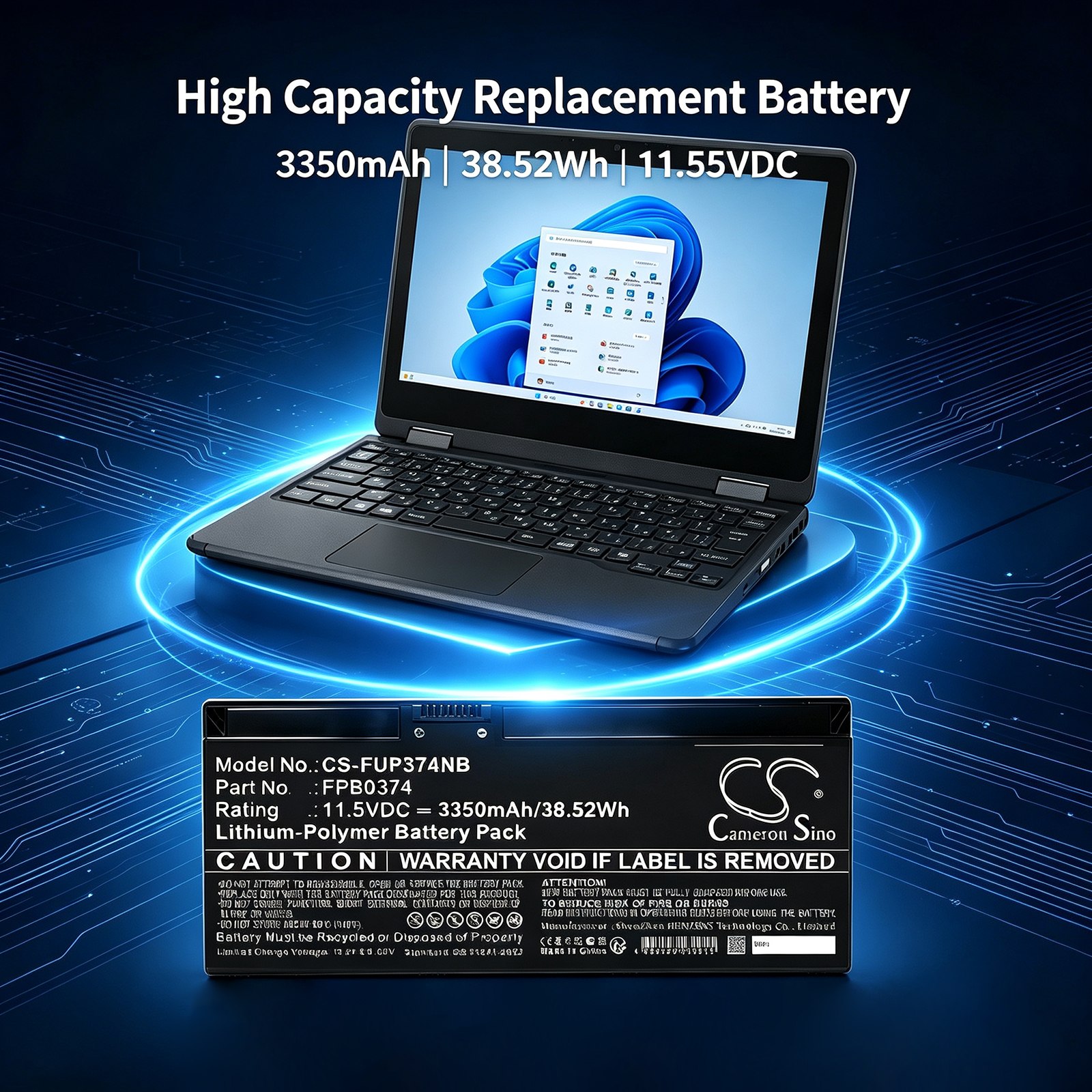 Batteri til bærbar PC, Fujitsu FMVQH04001, Lifebook U3114X m.fl.