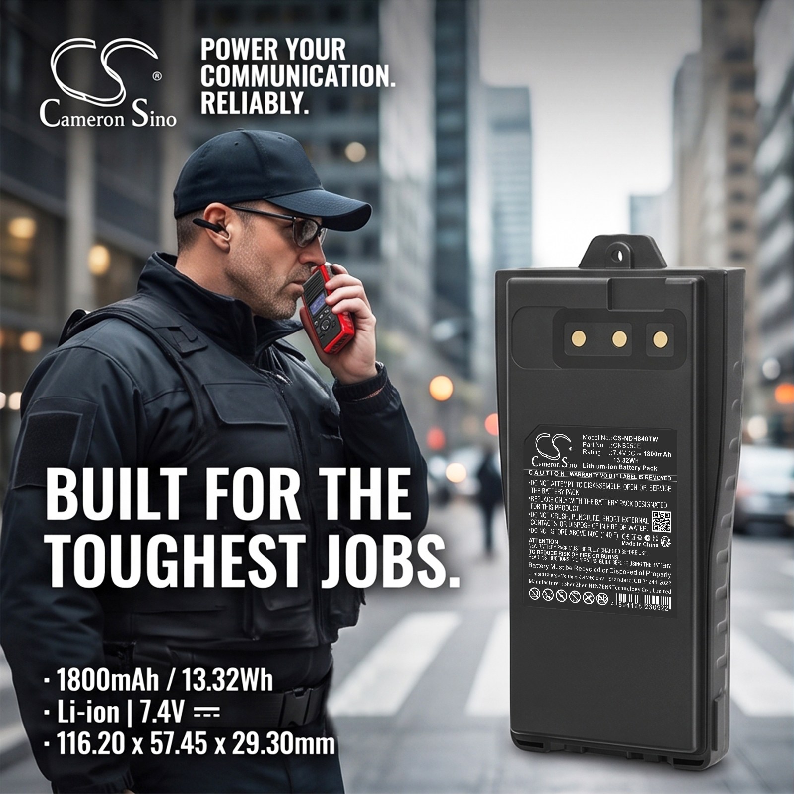 Batteri til toveisradio for Entel DT8, DT9, DT842M m.fl.