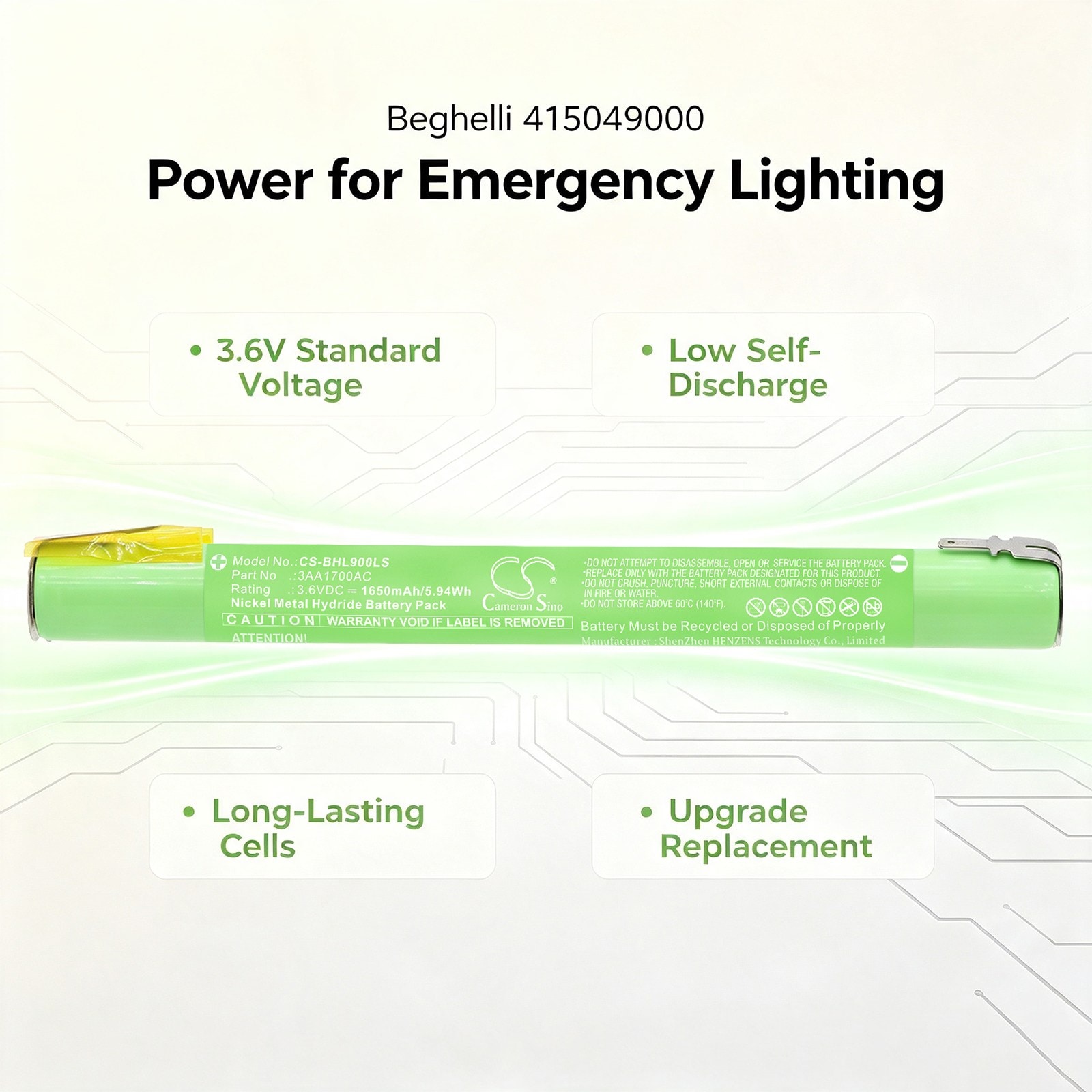 Batteri til nødbelysning for Beghelli 415049000