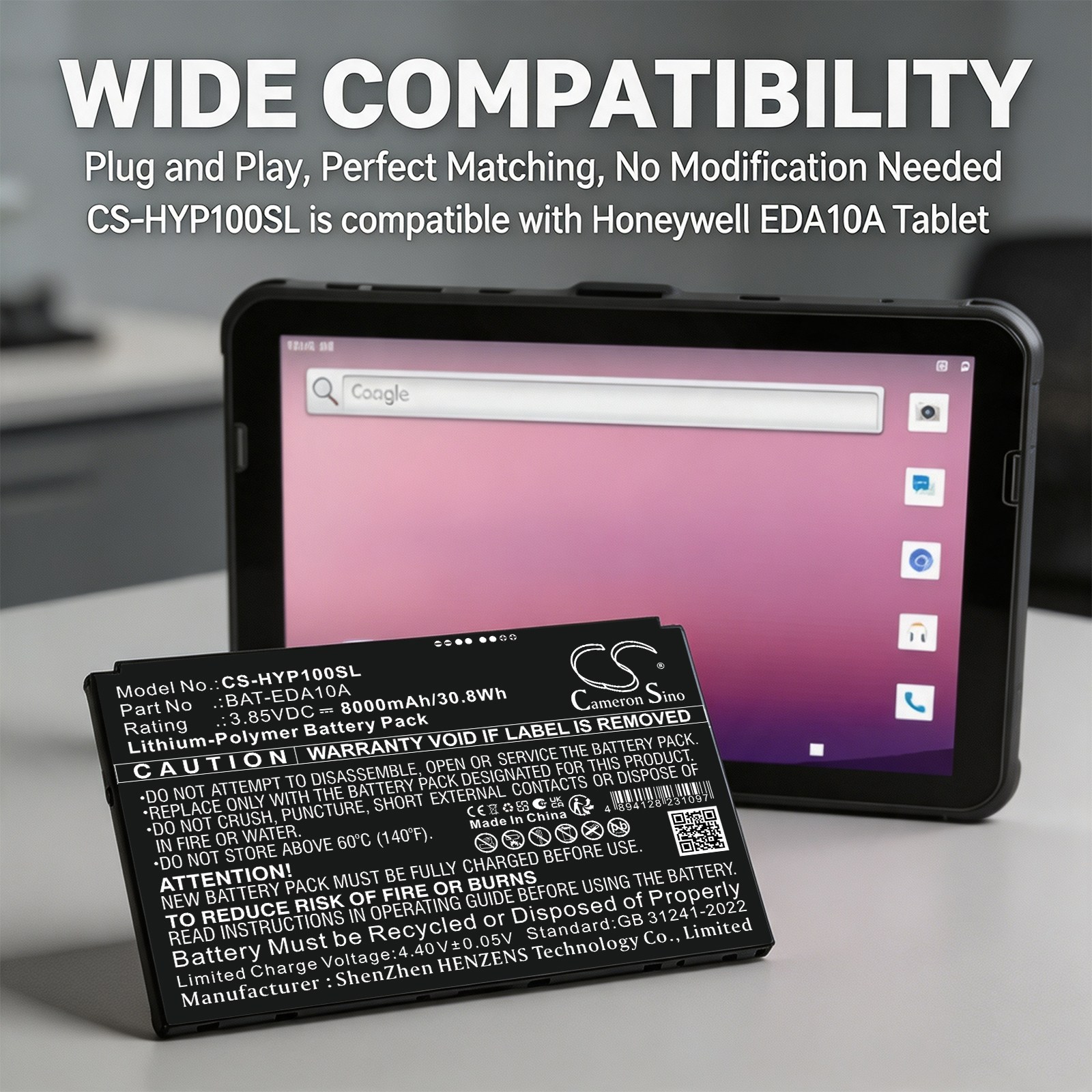 Batteri til nettbrett for Honeywell EDA10A-nettbrett, ScanPal EDA10A