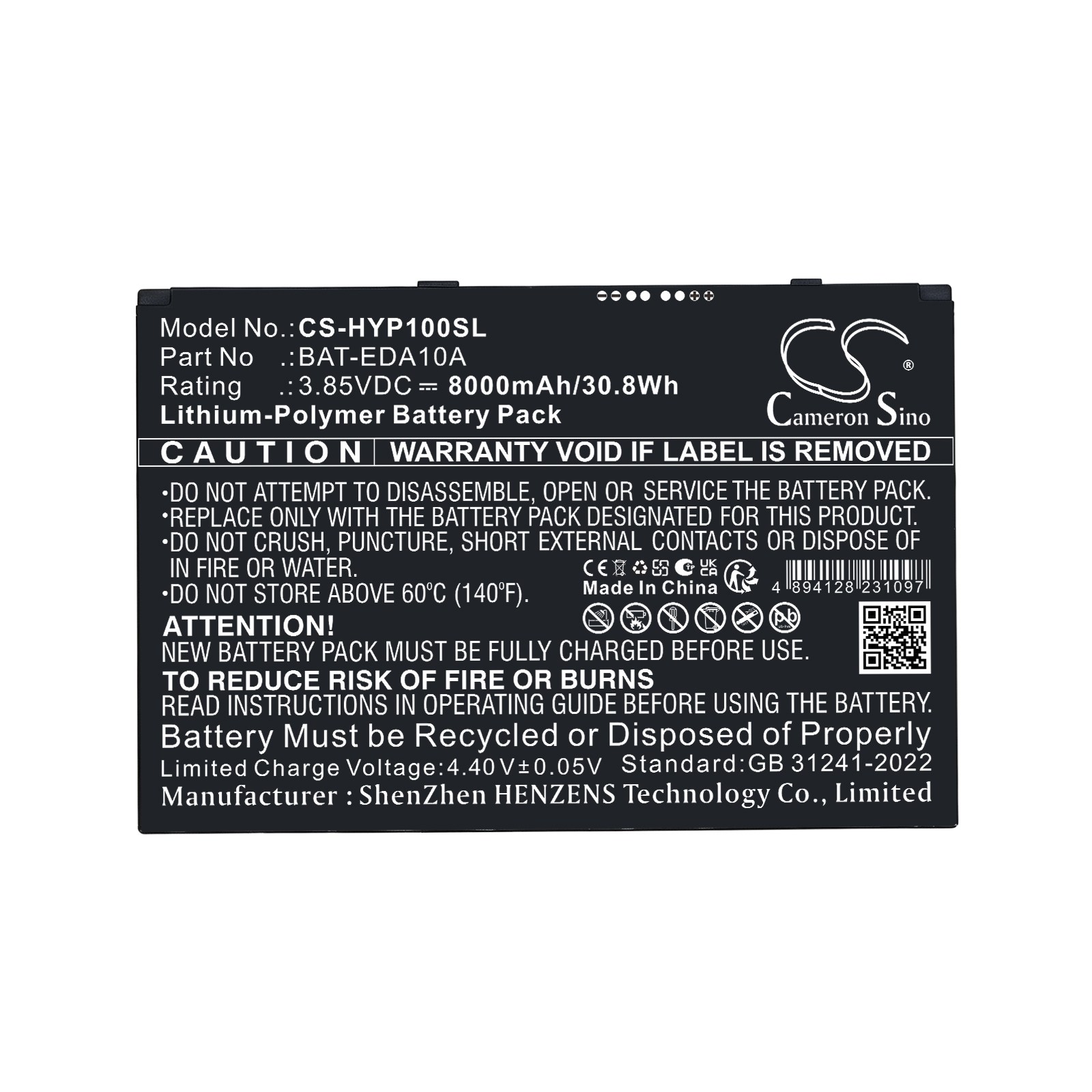 Batteri til nettbrett for Honeywell EDA10A-nettbrett, ScanPal EDA10A