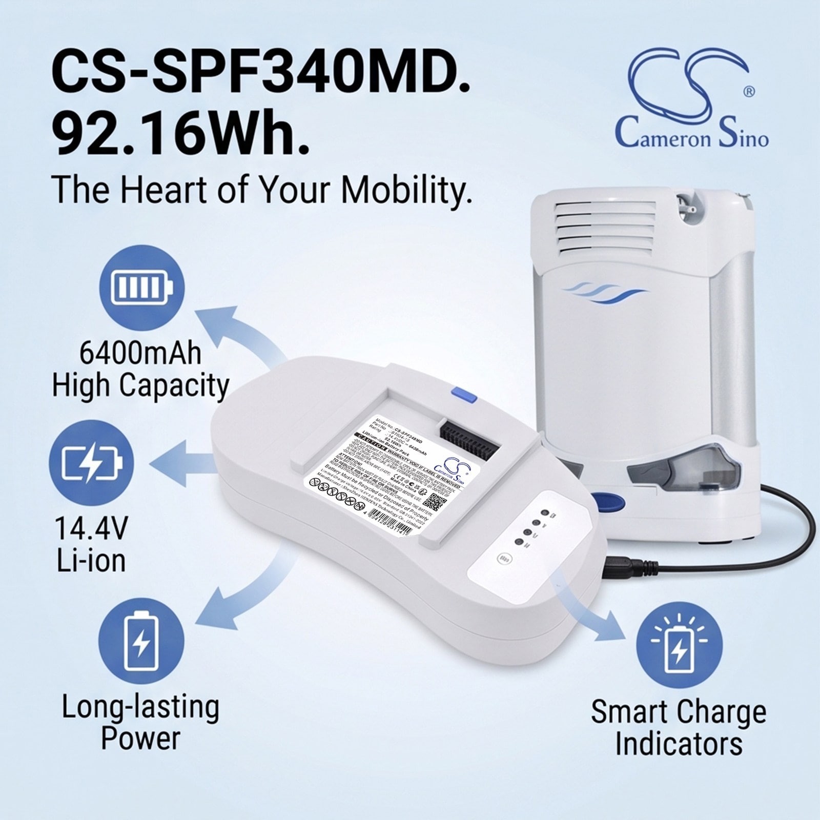 Batteri til Medisinsk for Caire Inc Freestyle Comfort Portable
