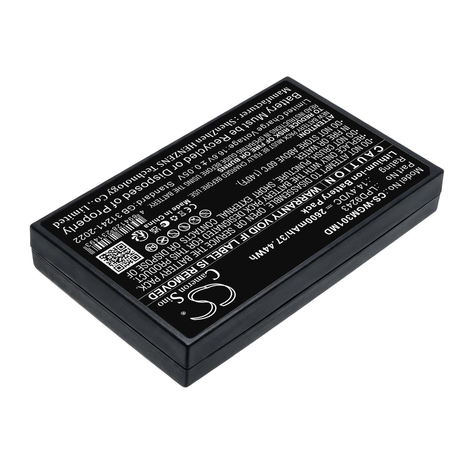 Batteri til medisinsk utstyr for WEGO WGM-3012, M3000P, WGS1010 m.fl.