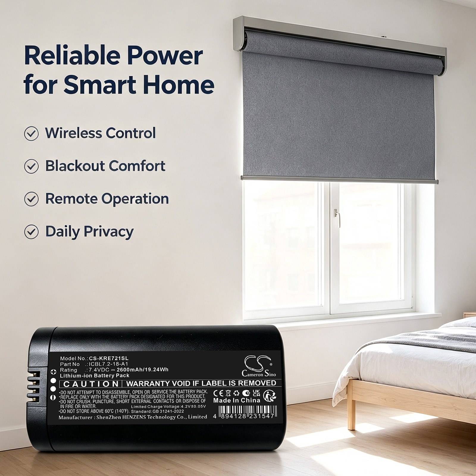 Batteri til Smart Home for IKEA FYRTUR, KADRIL