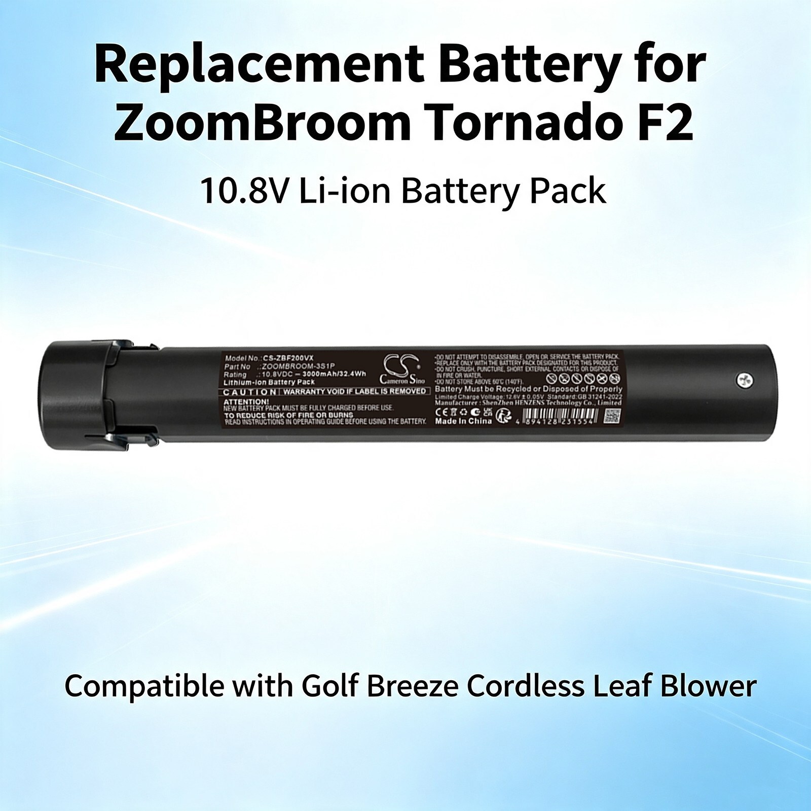 Batteri til støvsugeren ZoomBroom Tornado F2, F2-2300S, ZoomBroom Breeze m.fl.