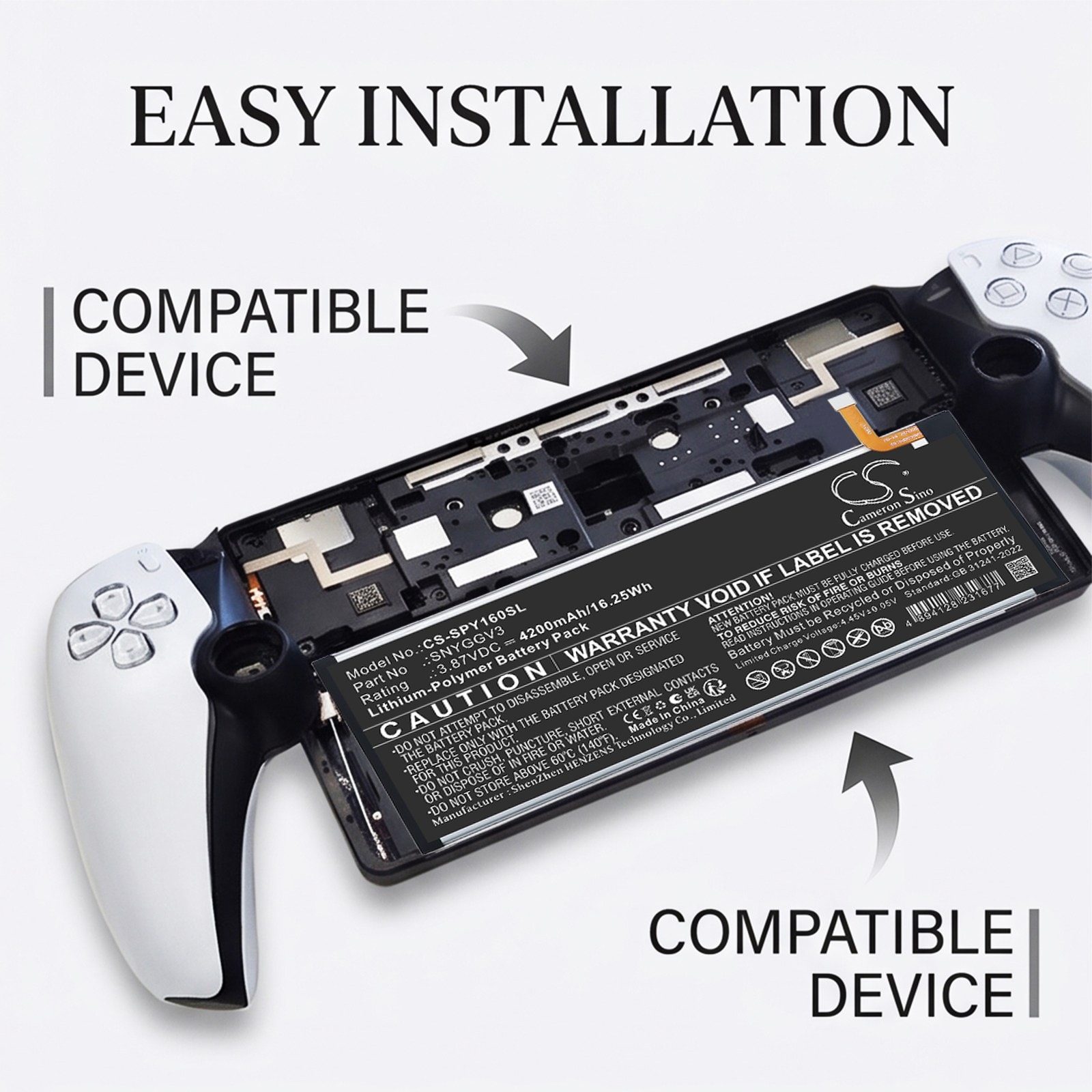 Batteri til spillkonsoll for Sony PS5 PlayStation Portable Remote Player, CFI-Y1016