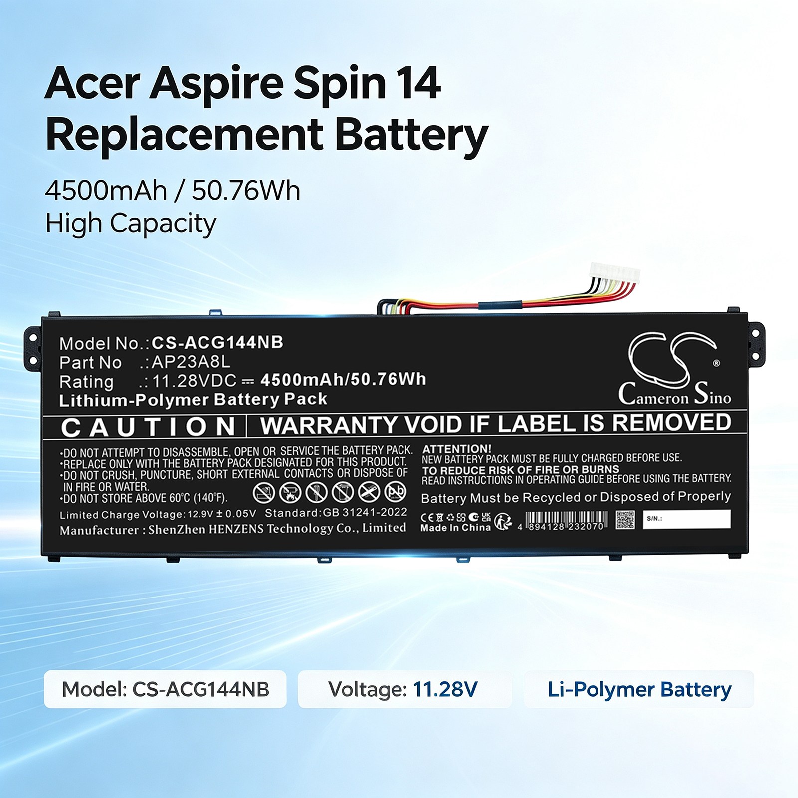 Batteri til bærbar PC, Acer Swift Go 14 SFG14-63-R9V6, PA14-51M m.fl.