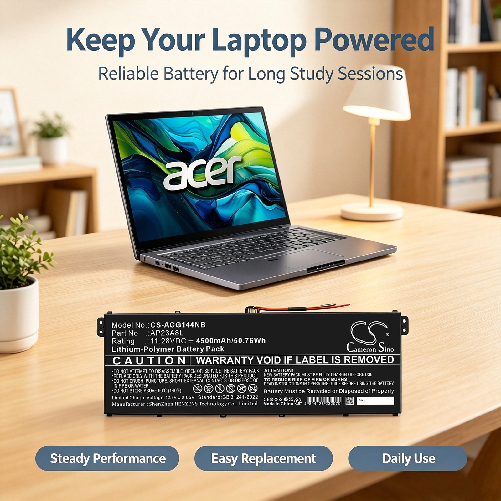 Batteri til bærbar PC, Acer Swift Go 14 SFG14-63-R9V6, PA14-51M m.fl.