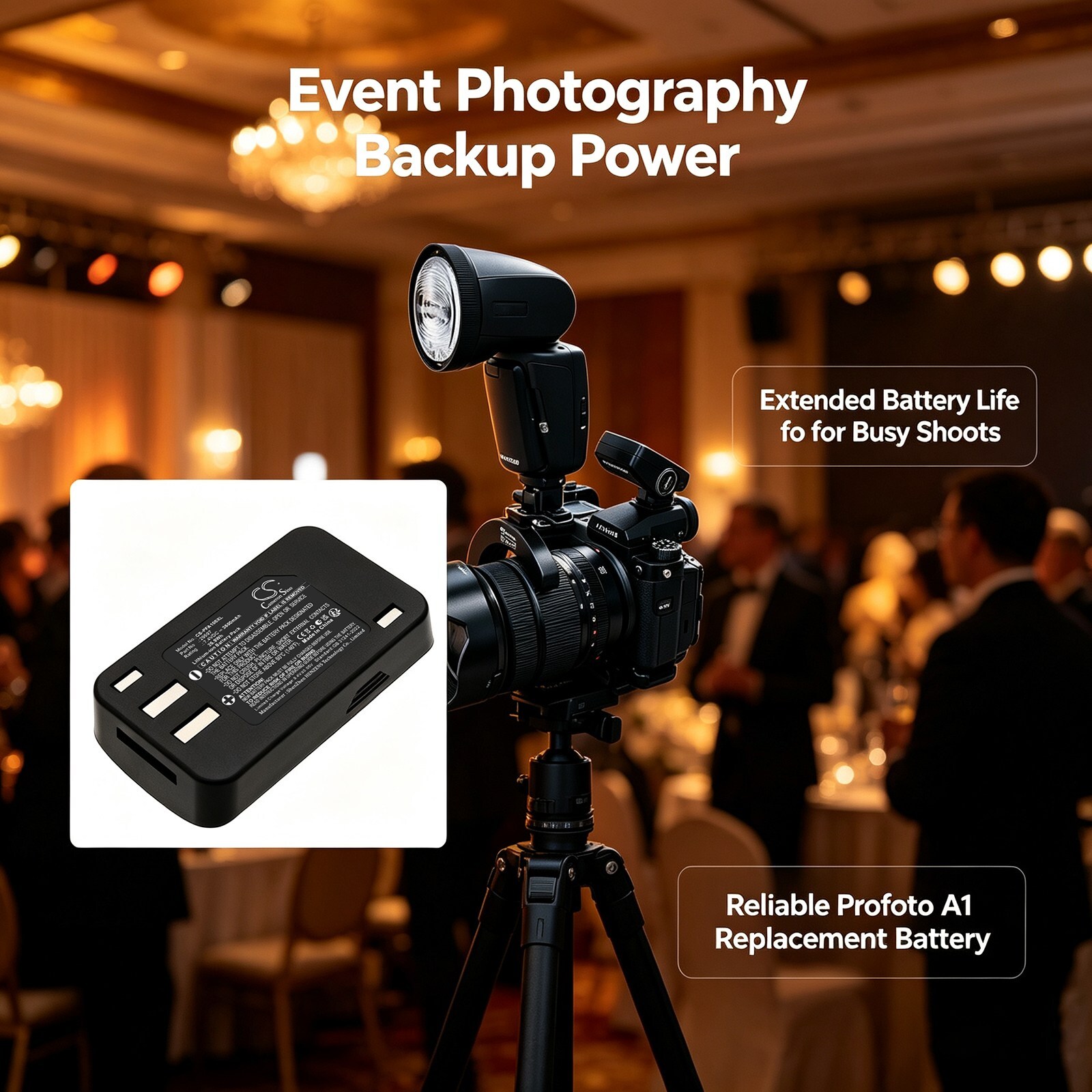 Batteri til strobelys for Profoto A1, A2, A1x m.fl.