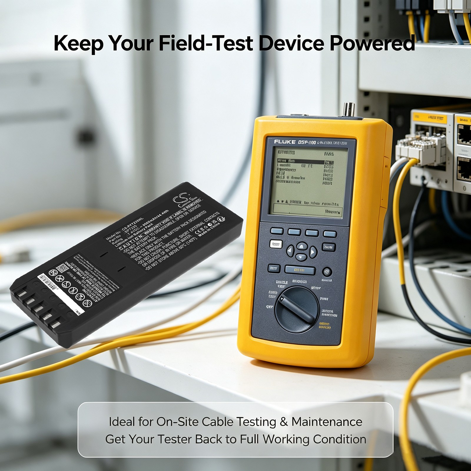 Batteri til kartlegging og testing, utstyr til Fluke DSP-100, DSP-4100, DSP-2000 m.fl.