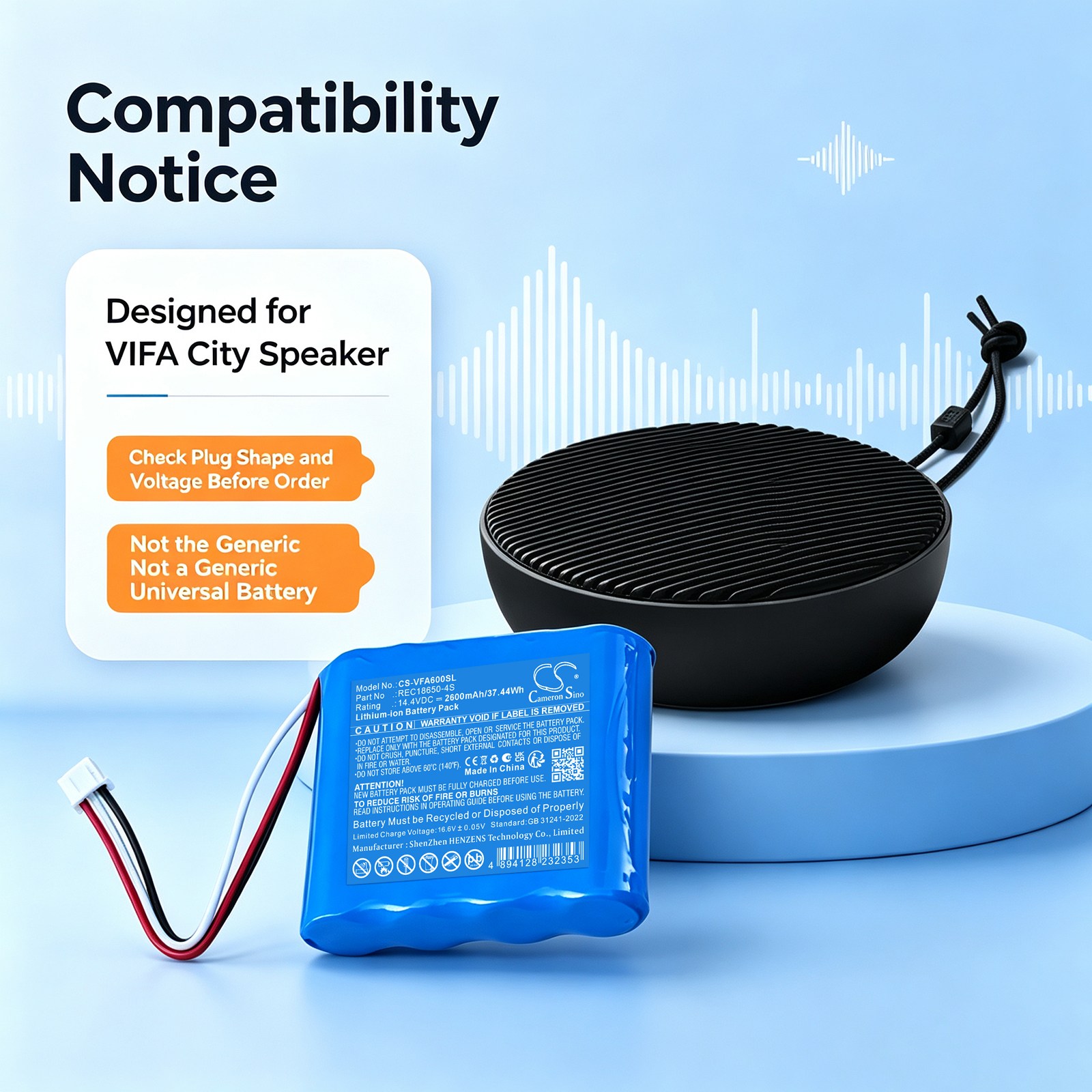 Batteri til foredragsholder for VIFA City, VIFA060
