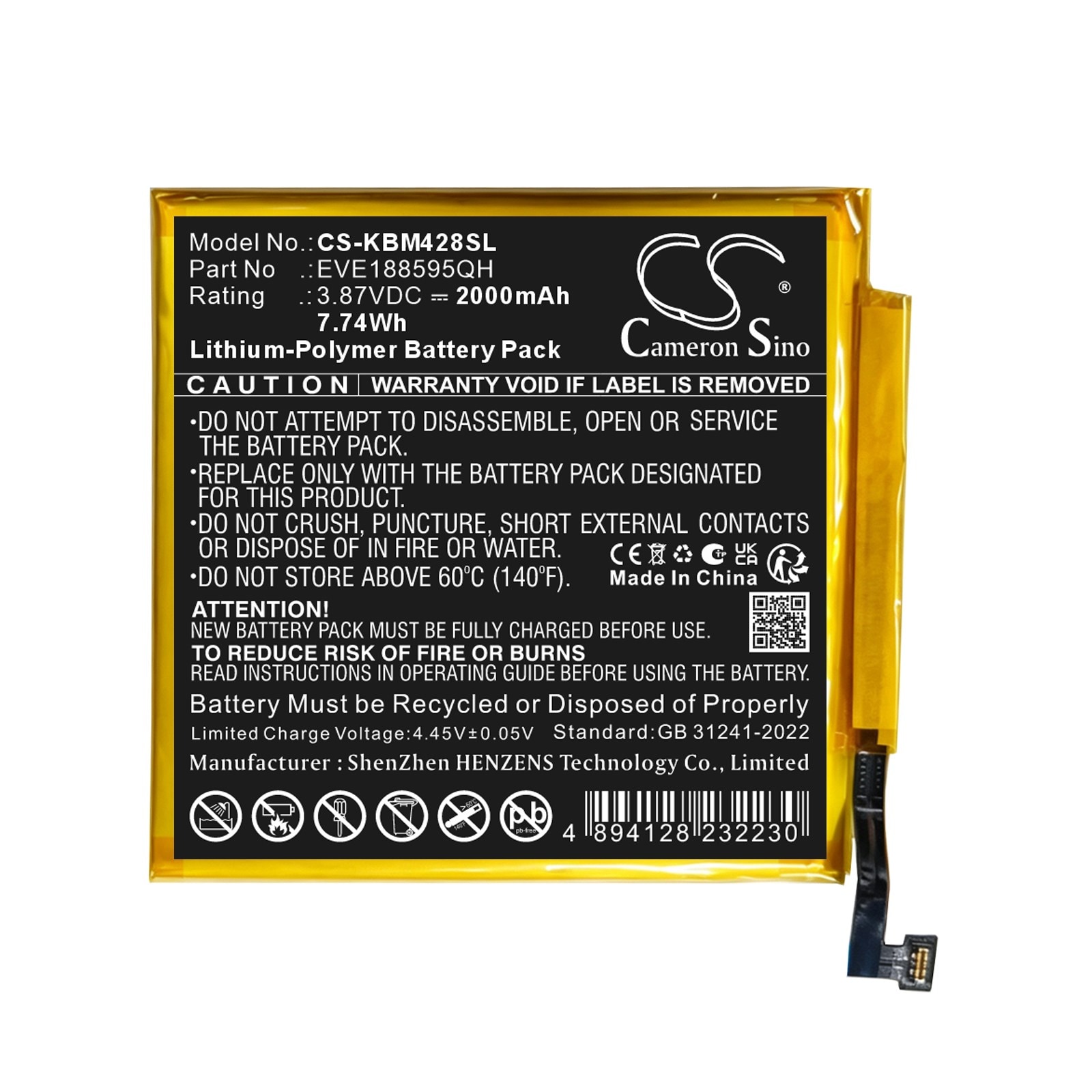 Batteri til e-bok, e-leser for Kobo Libra Colour, N428