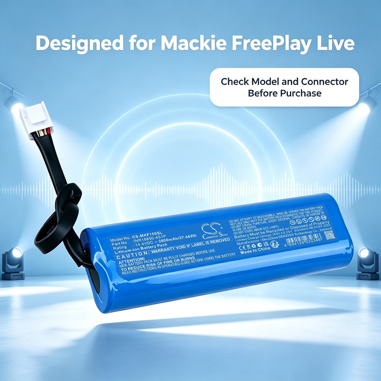Batteri til Mackie FreePlay Live-foredragsholder