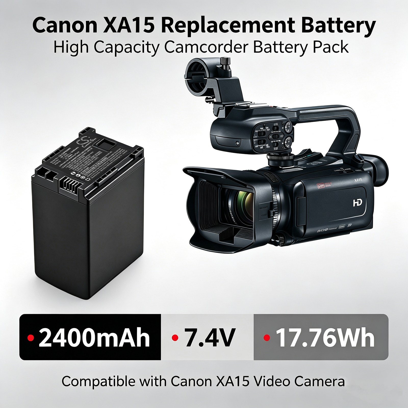 Batteri til kamera for Canon Vixia HF10, Vixia HF11, Vixia HF100 m.fl.
