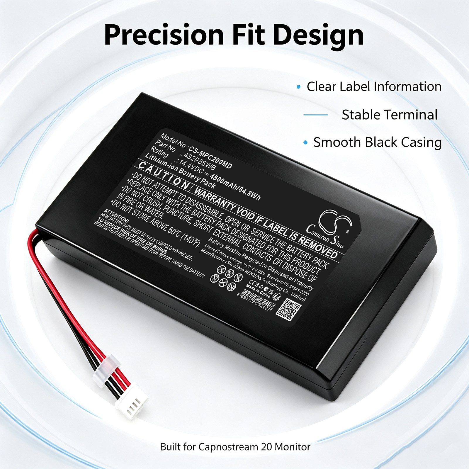 Batteri til Medtronic Capnostream 20 medisinsk utstyr, Capnostream 20-monitor