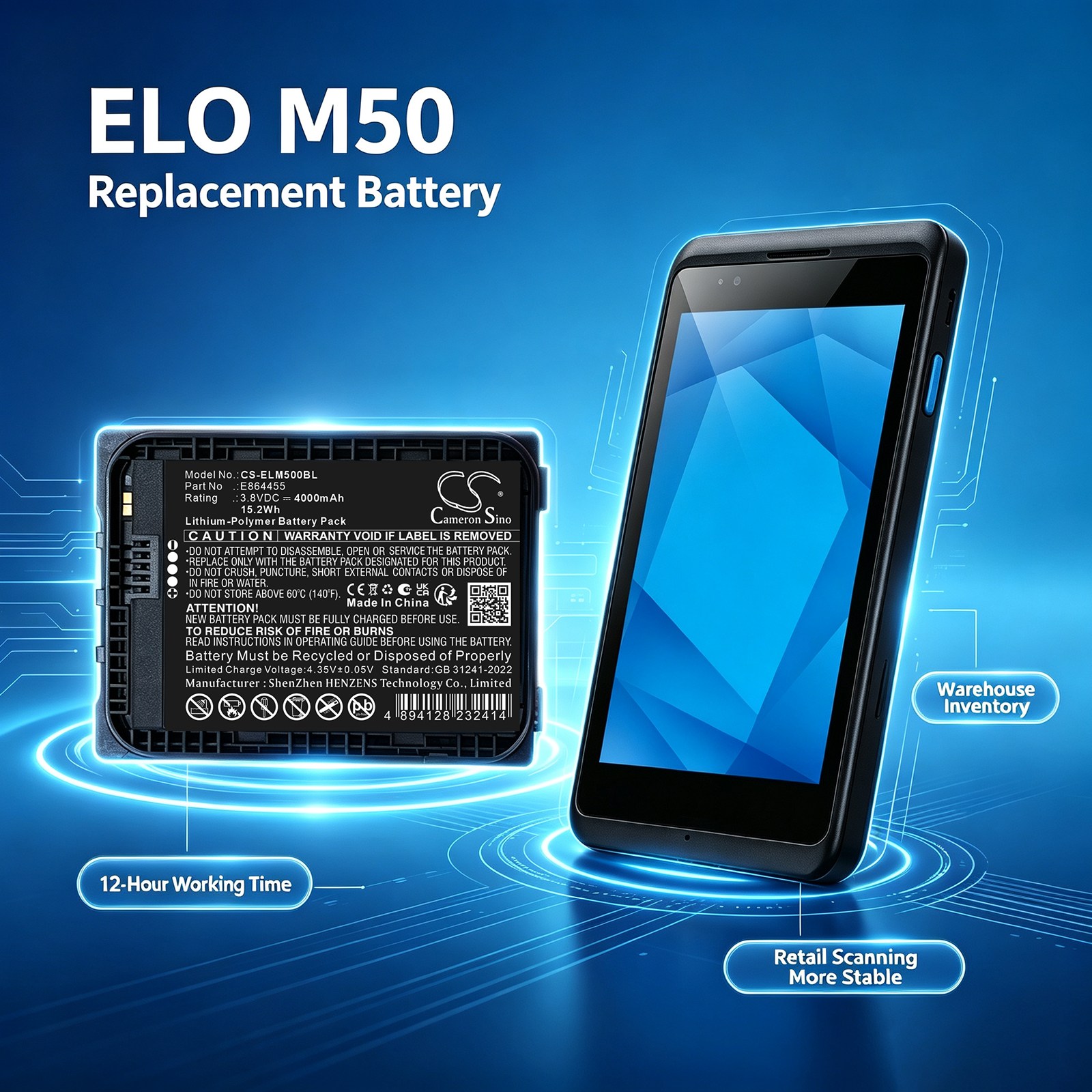 Batteri til betalingsterminal for ELO M50