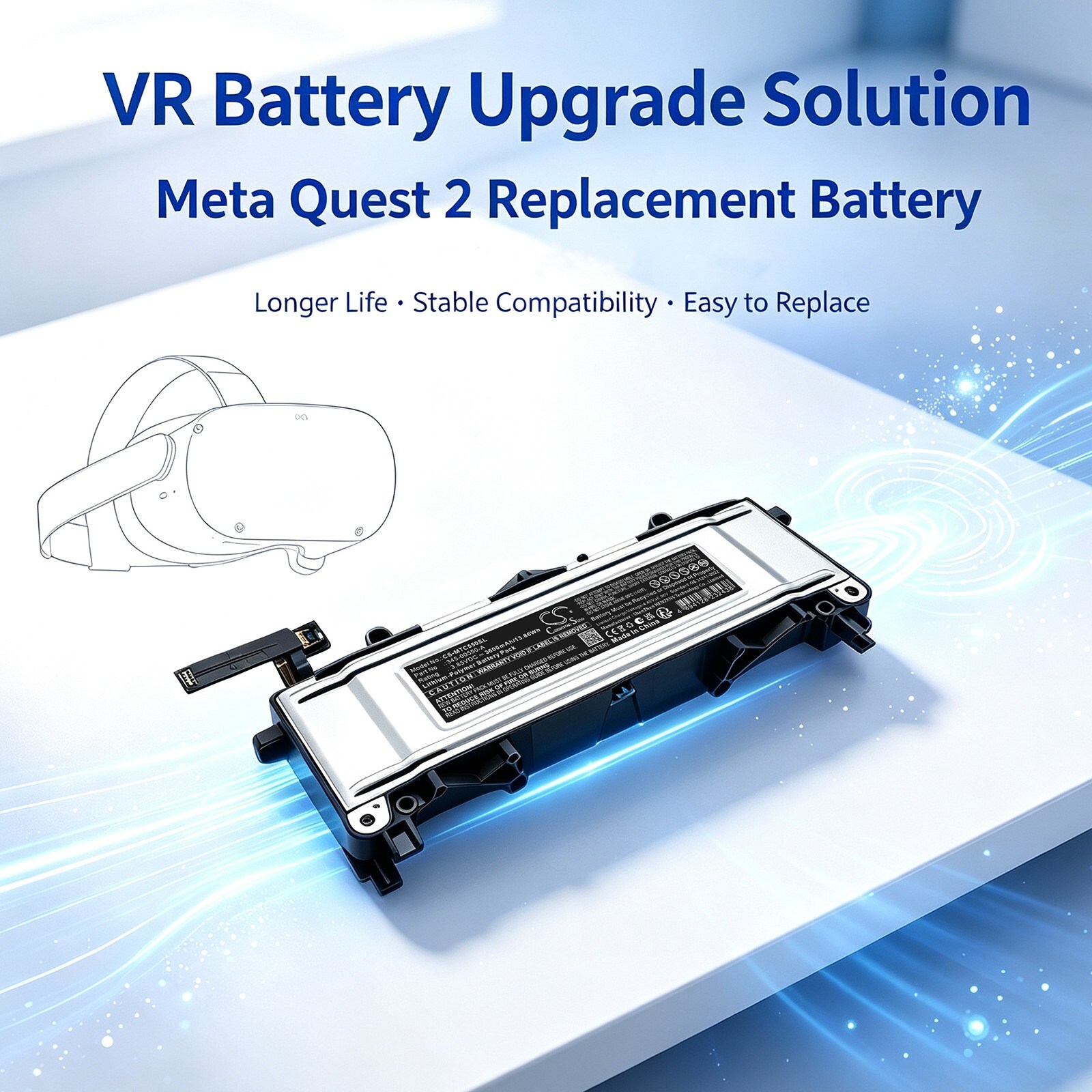 Batteri til VR for Meta Quest 2