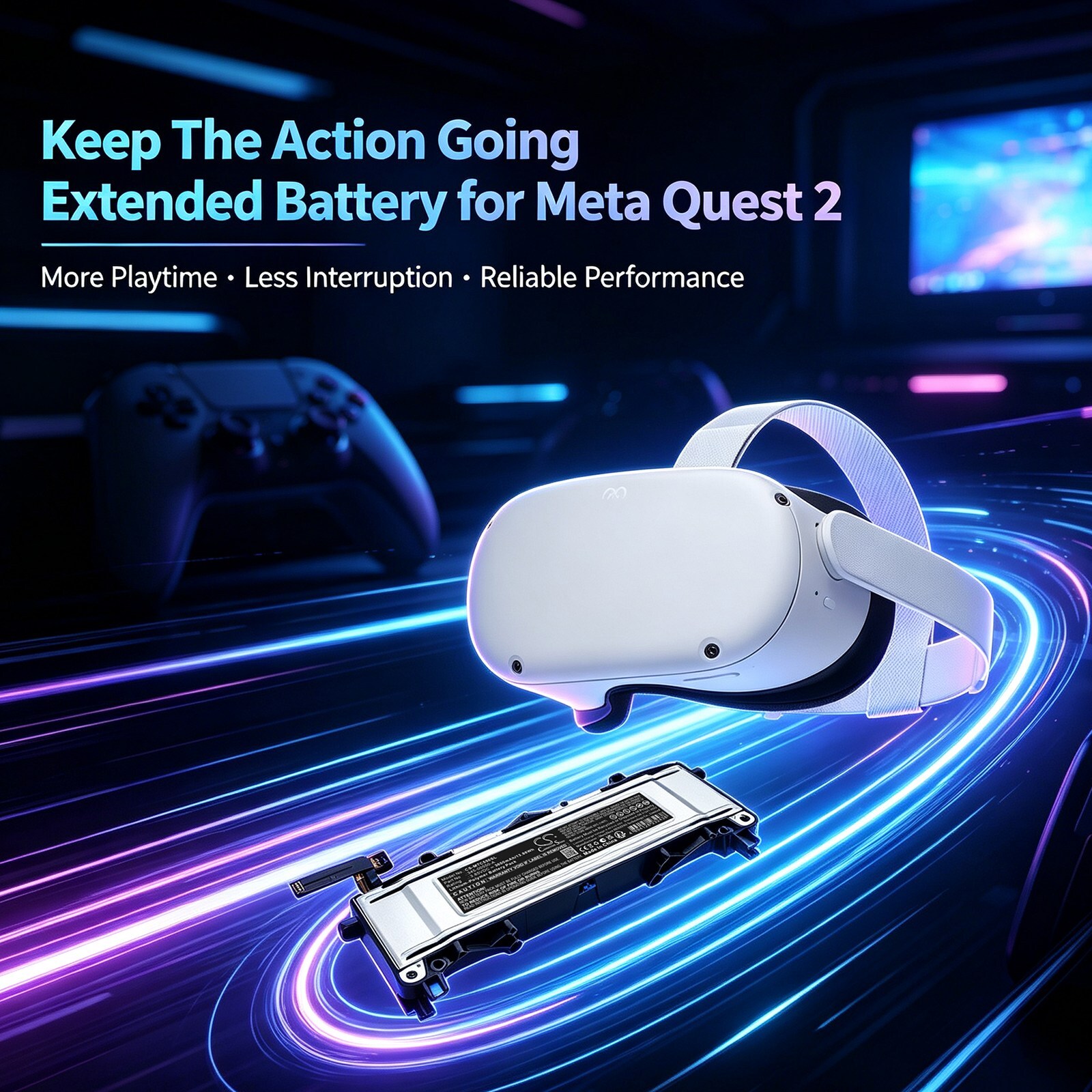 Batteri til VR for Meta Quest 2