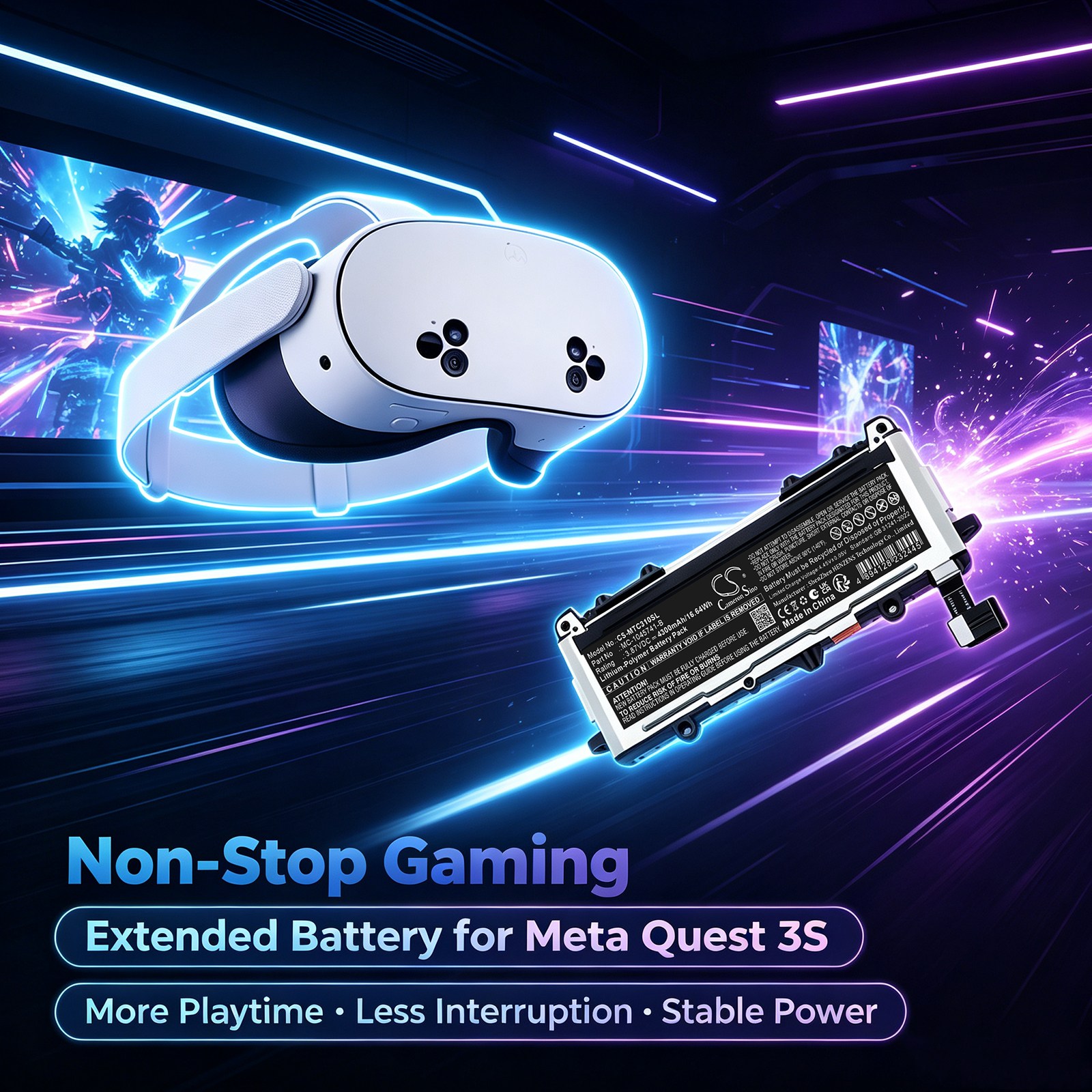 Batteri til VR for Meta Quest 3S