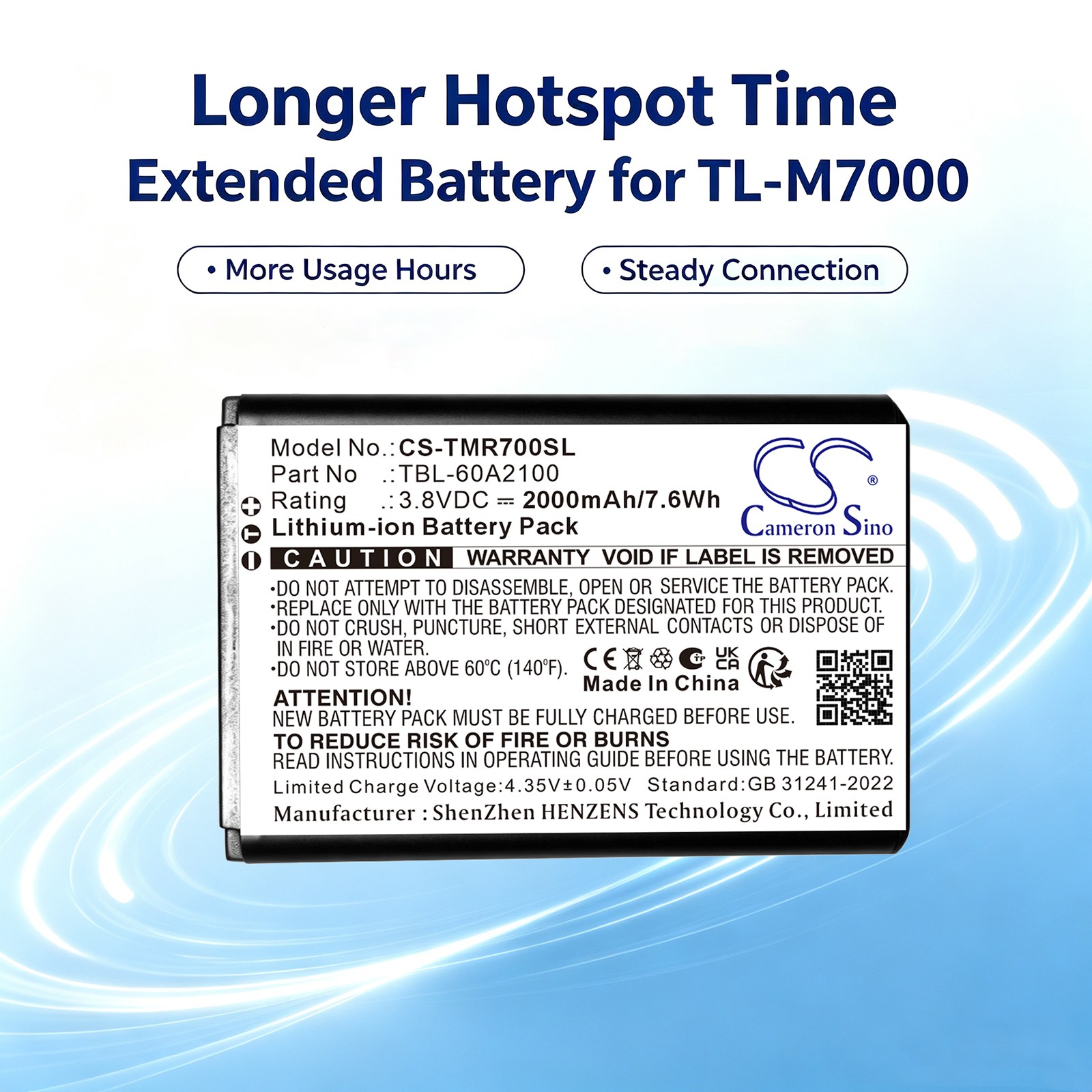 Batteri til Hotspot for TP-Link TL-M7000, TL-M7200