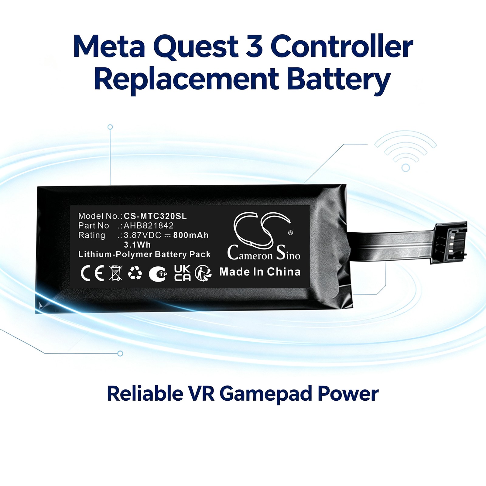 Batteri til spillkonsoll for Meta Quest 3-spillkontroller, Quest 3S-spillkontroller