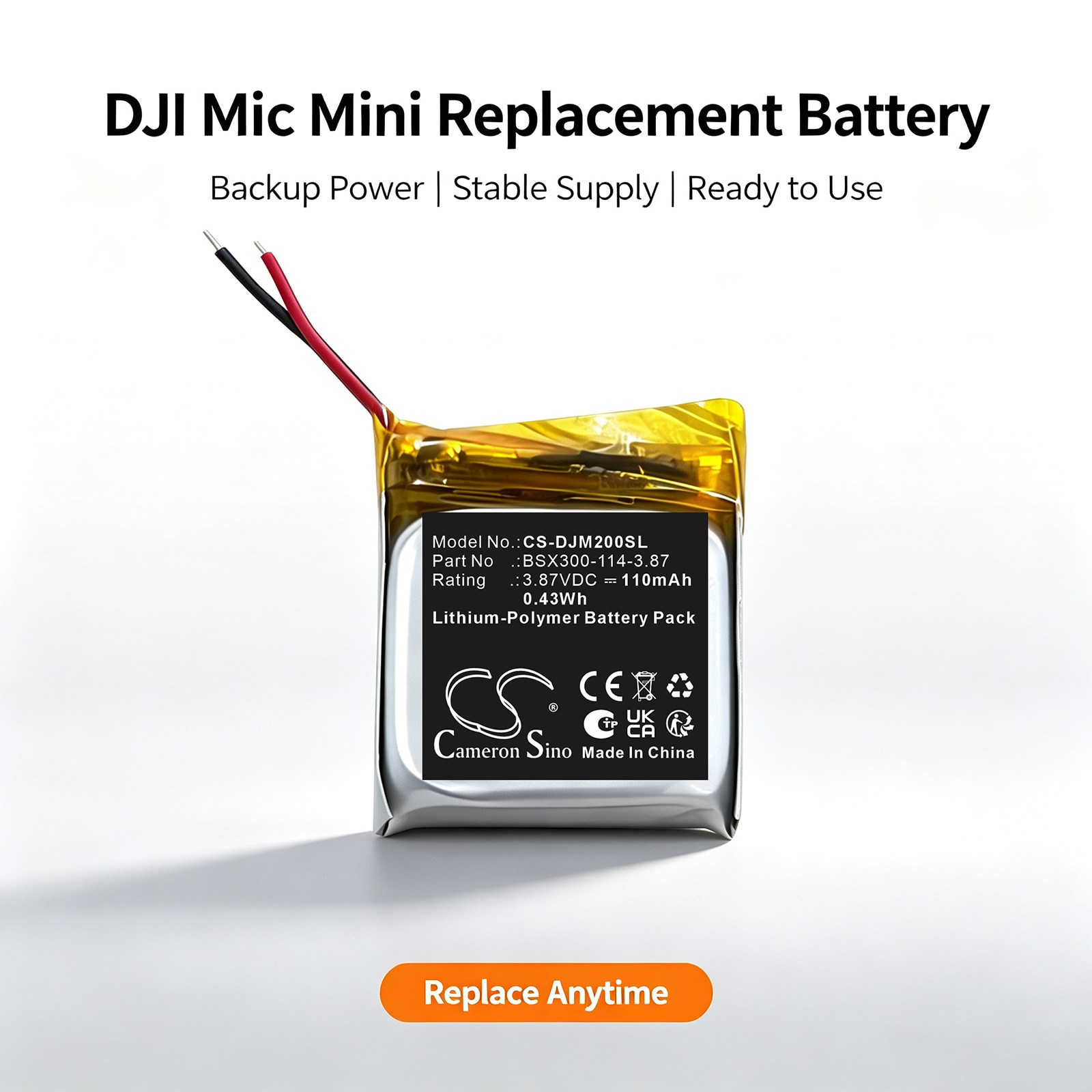 Batteri til mikrofon for DJI Mic Mini