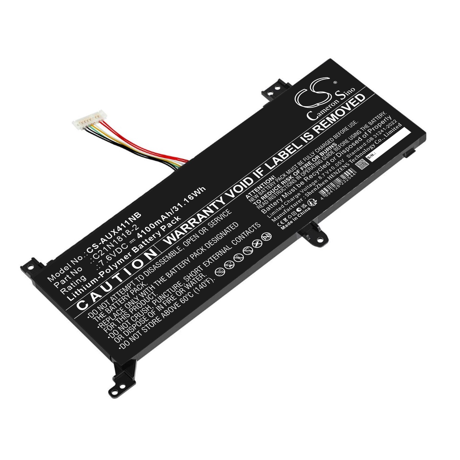 Batteri til bærbar PC, notatbok for Asus F412, X412, A412D m.fl.