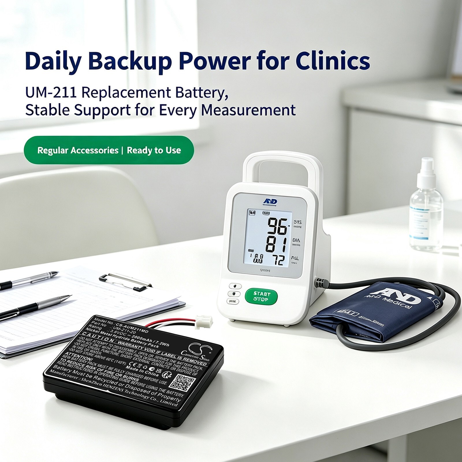 Batteri til A&D Medical UM-211 blodtrykksmåler for overarmen
