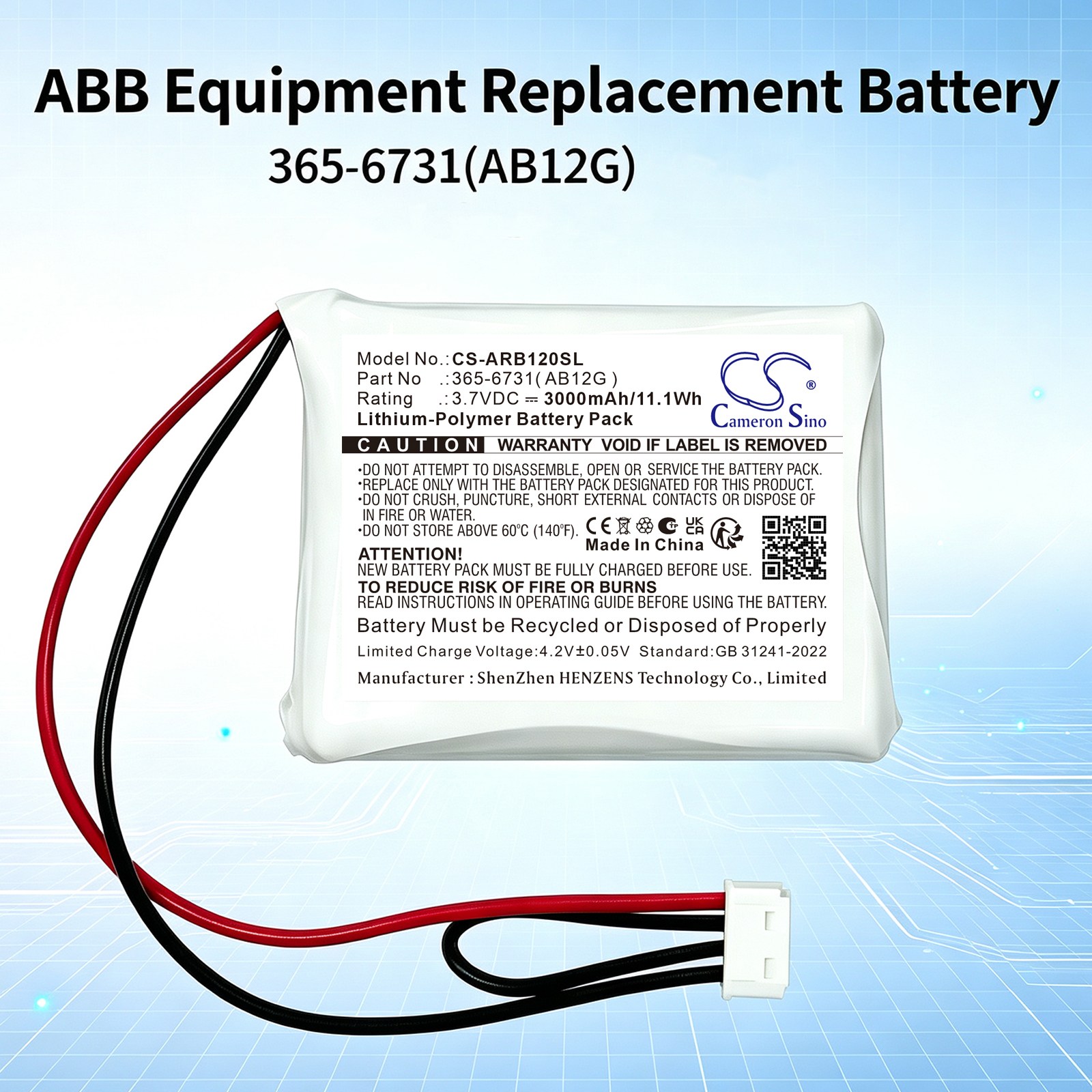 Batteri til PLC for ABB 365-6731 (AB12G)
