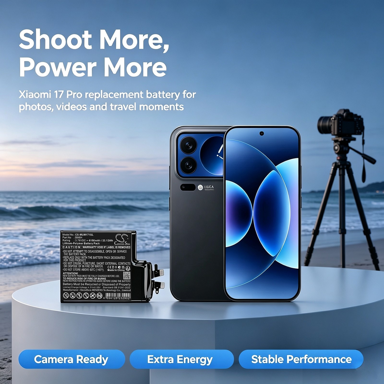 Batteri til mobiltelefon, smarttelefon for Xiaomi 17 Pro