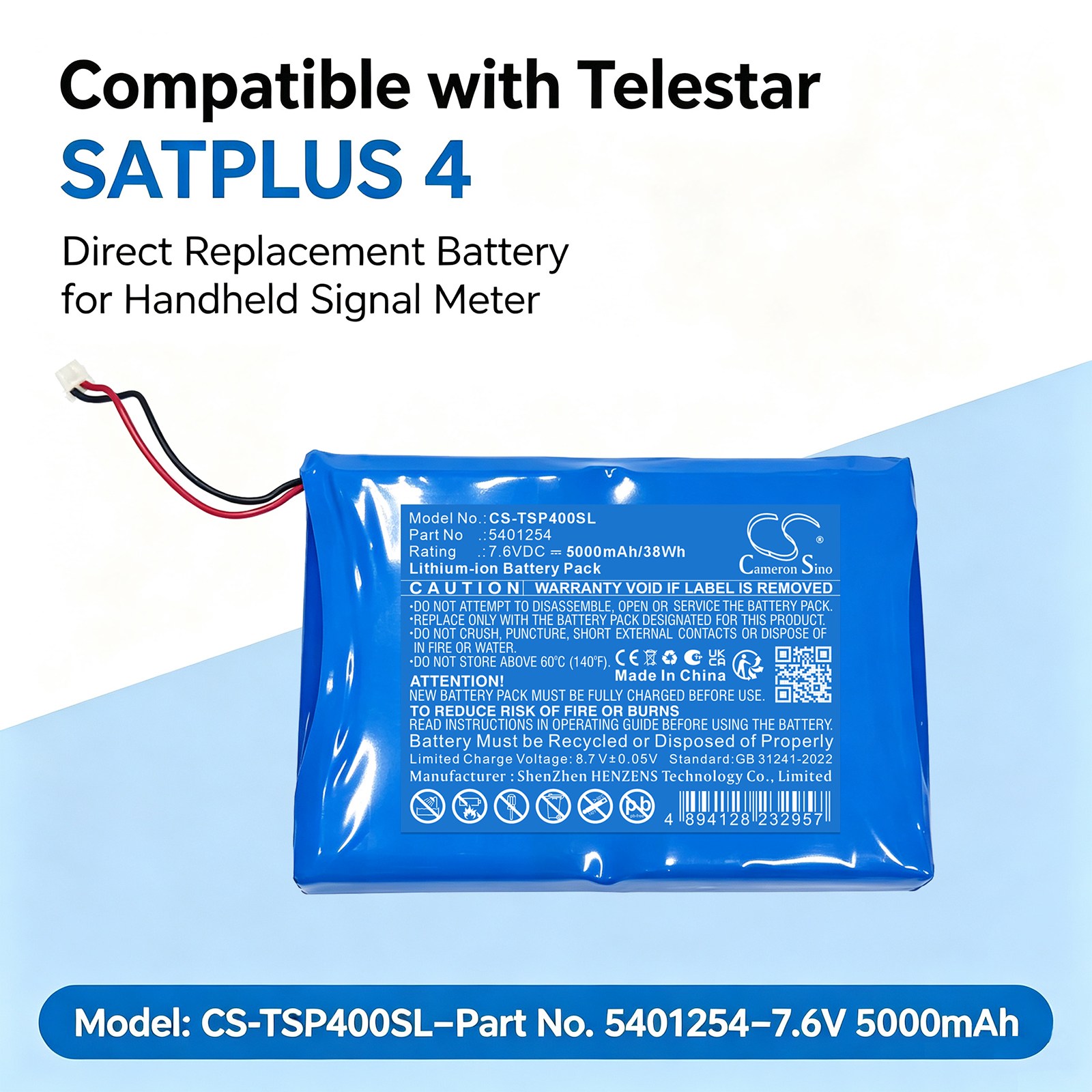 Batteri til kartlegging og testing, utstyr til Telestar 5401254, Satplus 4
