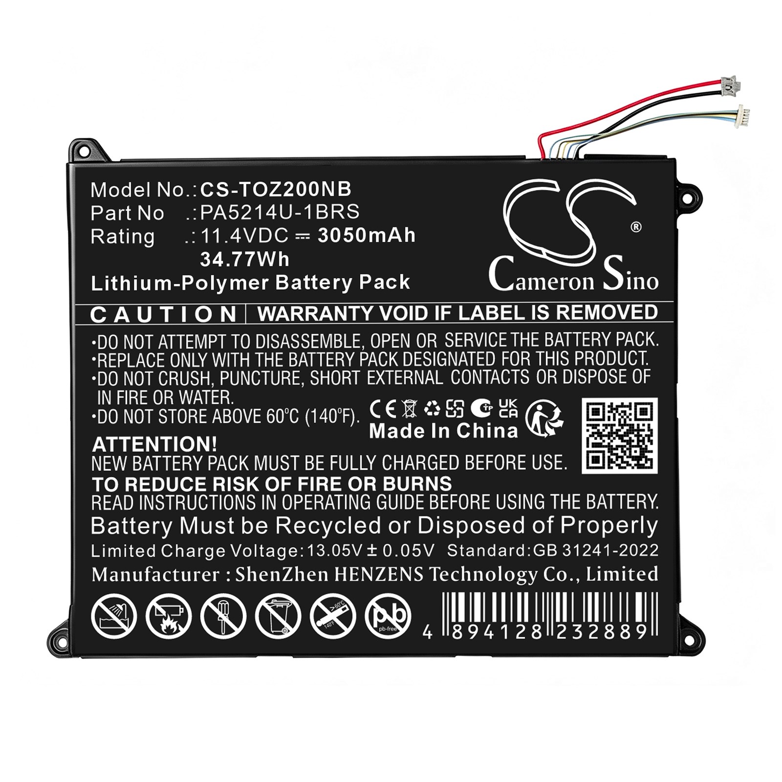 Batteri til bærbar PC, til Toshiba Portege Z20T-B-103, Portege Z20T-C-11C m.fl.