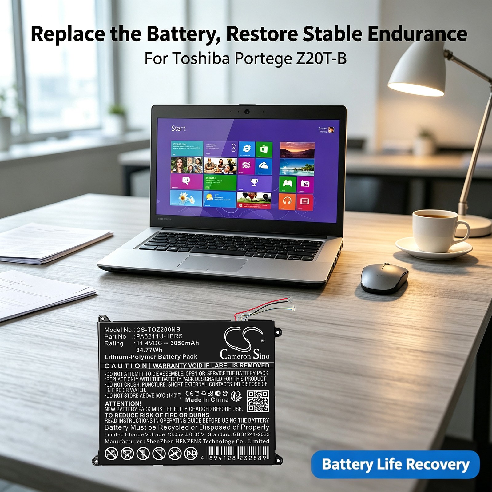 Batteri til bærbar PC, til Toshiba Portege Z20T-B-103, Portege Z20T-C-11C m.fl.