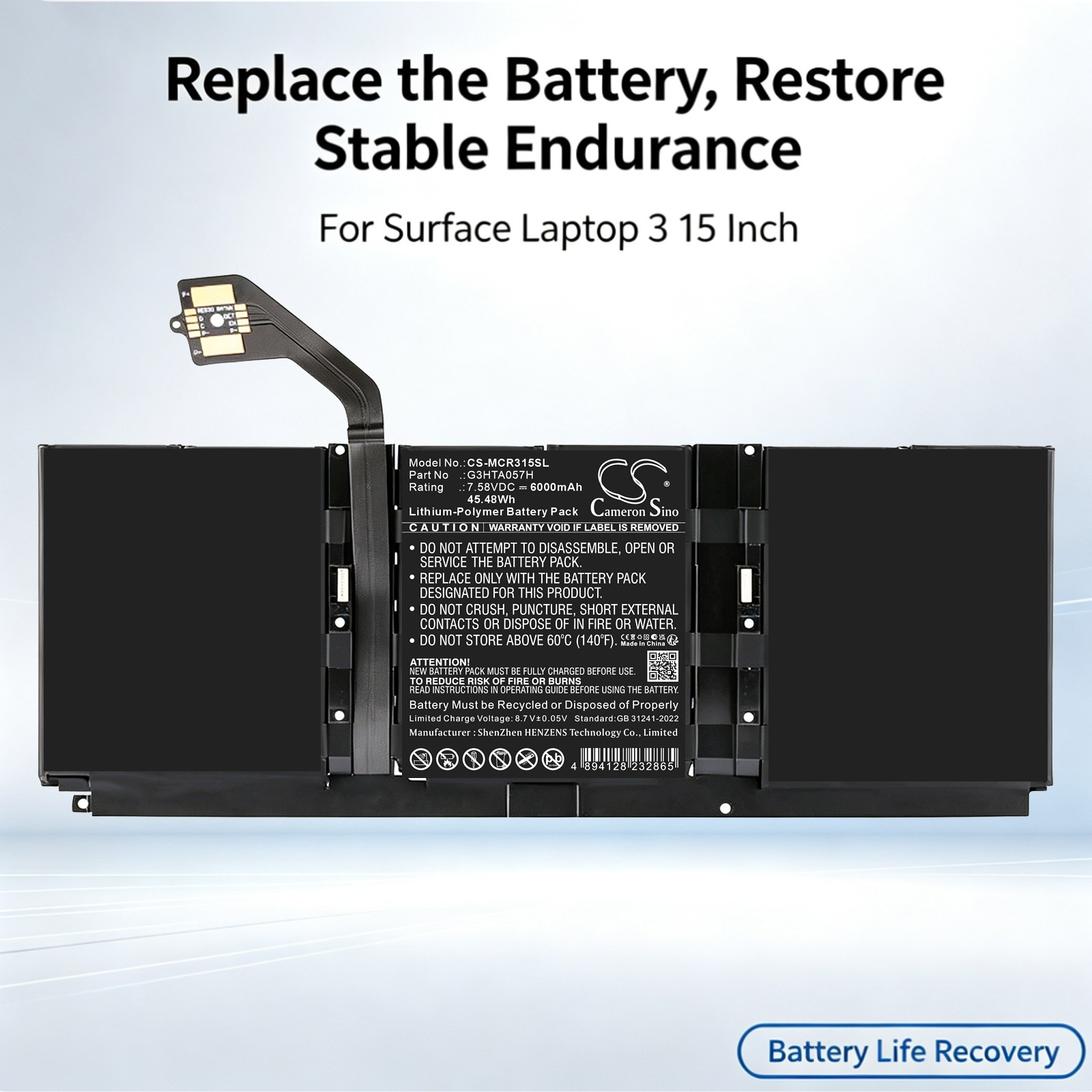 Batteri til bærbar PC, Microsoft Surface Laptop 3 1872 m.fl.