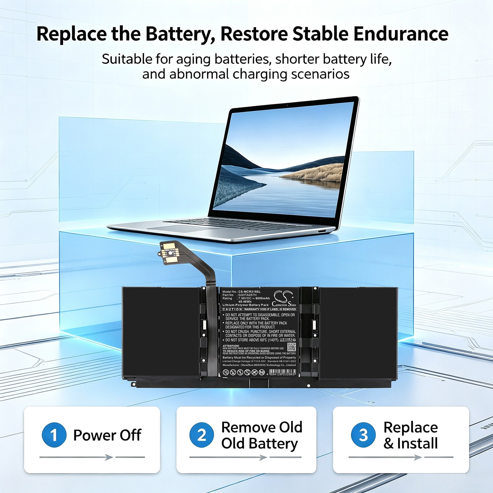 Batteri til bærbar PC, Microsoft Surface Laptop 3 1872 m.fl.