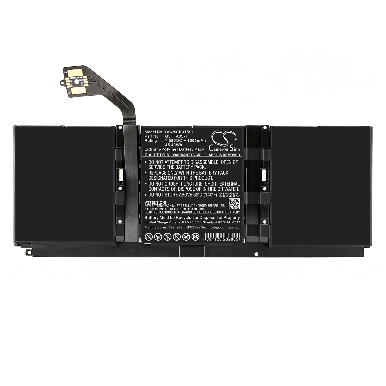 Batteri til bærbar PC, Microsoft Surface Laptop 3 1872 m.fl.